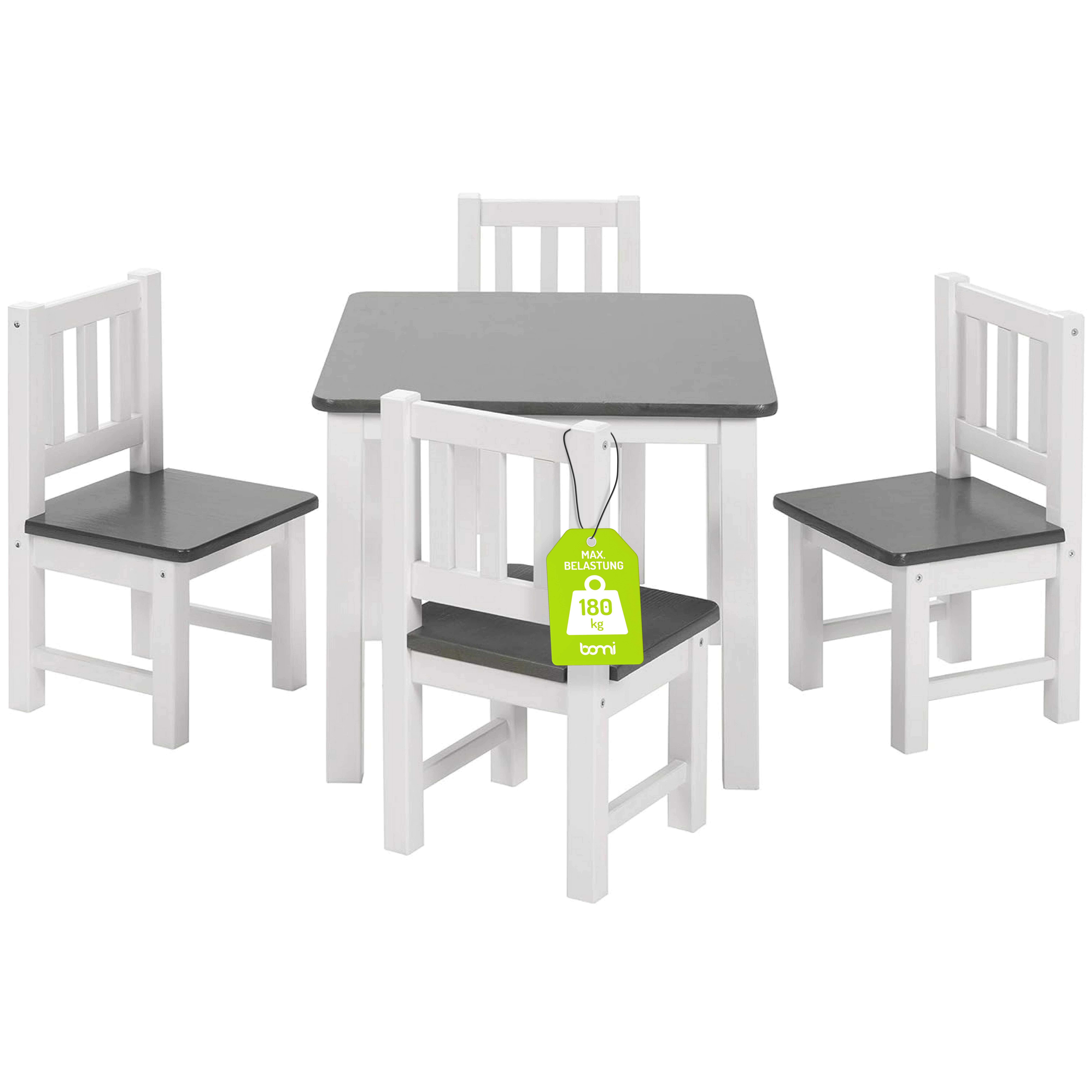 BOMI Kindersitzgruppe Holzsitzgruppe Amy, (Set, 5-tlg., oder 5 tlg. erhältlich), Kindertischgruppe, Tisch & Stühle Kinderzimmer, als Spiel- & Maltisch