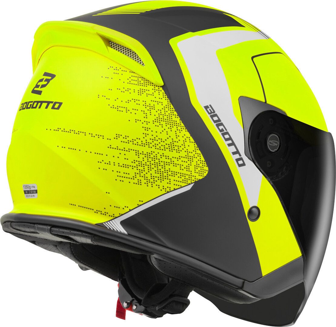 Bogotto Motorradhelm H586 BT Illus Bluetooth Jethelm, integriertes Kommunikationssystem,geeignet für Brillenträger,hera