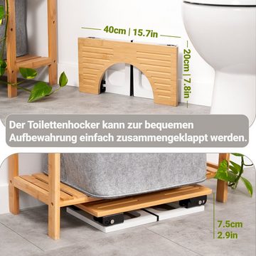 Benkstein Badhocker Toilettenhocker - Klo Hocker aus Holz Faltbar (Badezimmerhocker faltbar), - Toilettenhocker aus Bambus