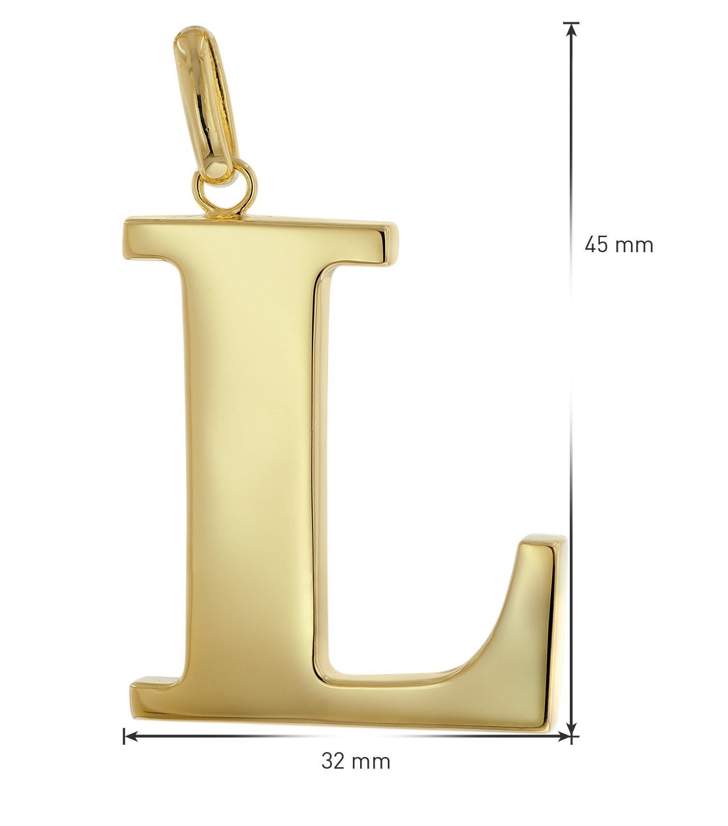trendor Kette 925 Anhänger Silber mit Buchstaben Großem Goldauflage mit mit L