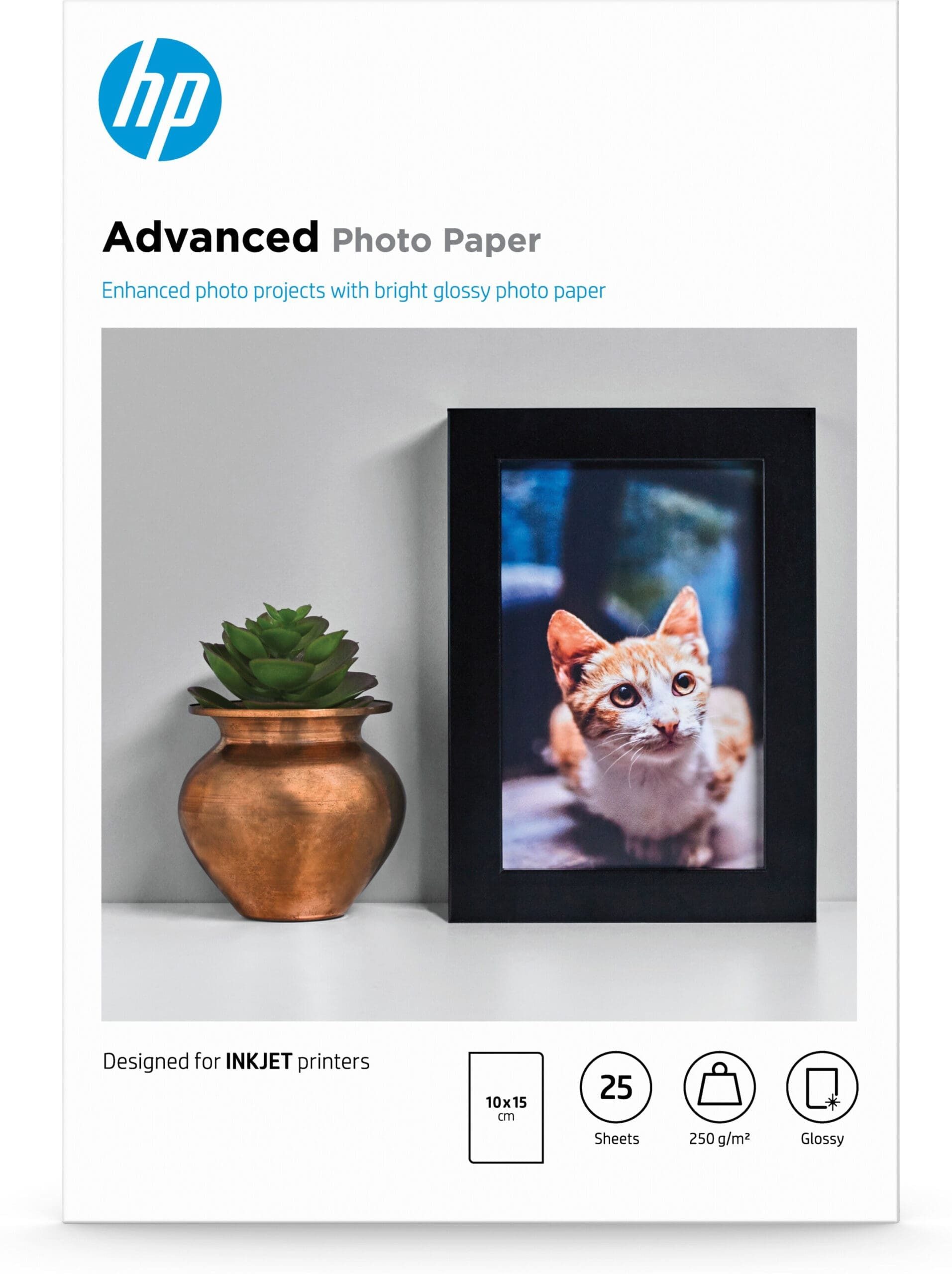 HP HP Advanced Fotopapier, glänzend - 25 Blatt/10x15 Tintenpatrone
