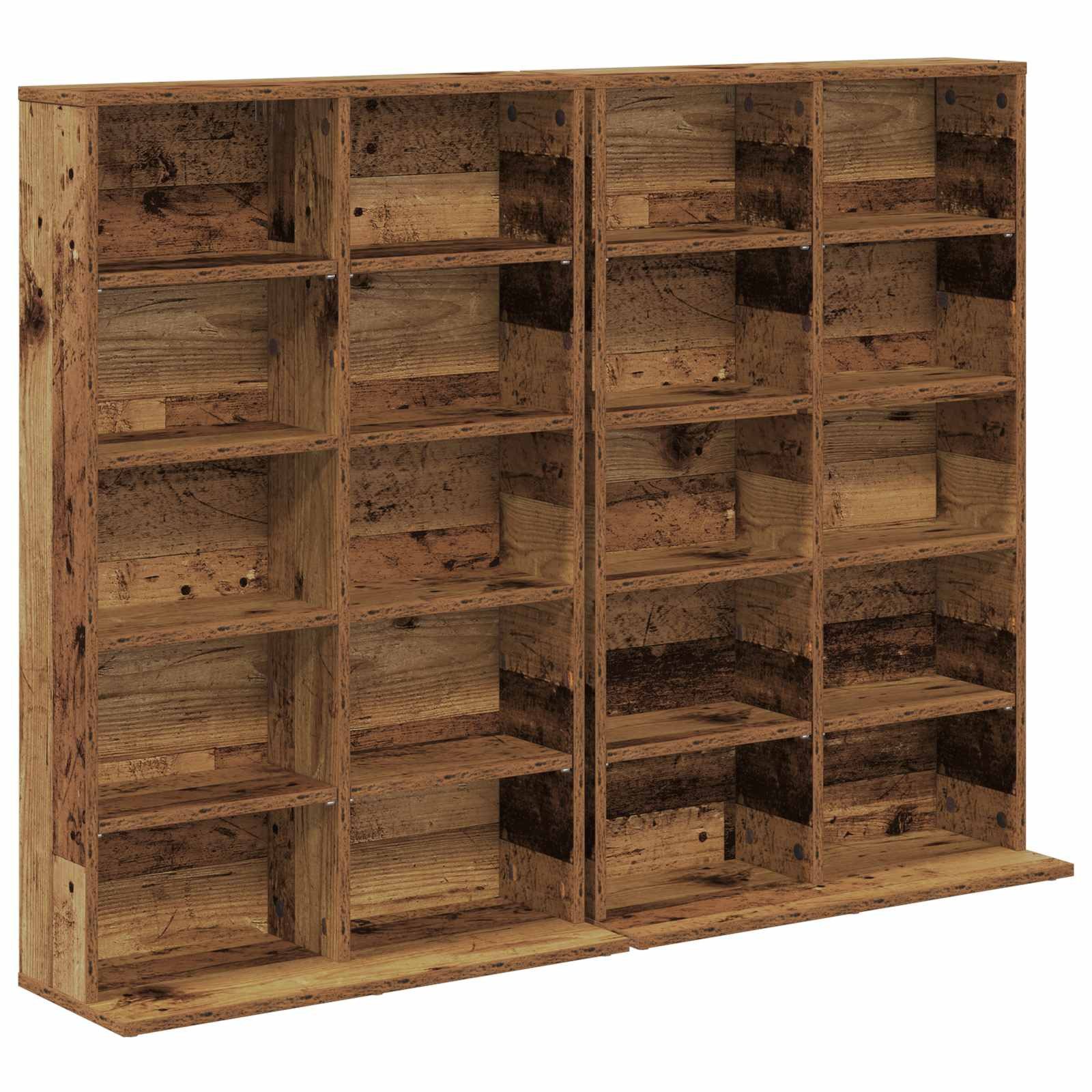 vidaXL Schranksystem CD Regal 2 Stk. Altholz 65 x 23,5 x 97,5 cm Holzwerkstoff (2-St)