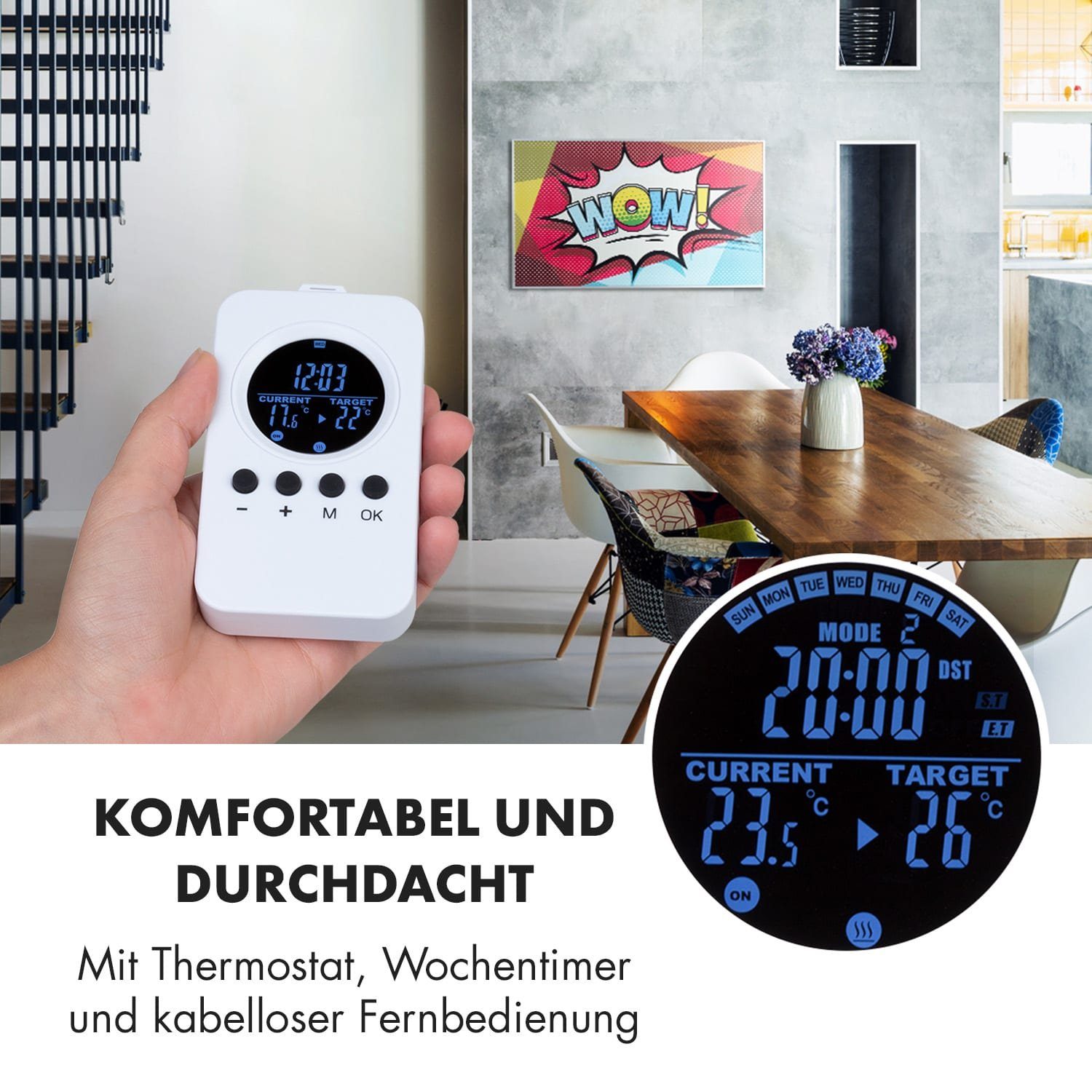 Klarstein Heizkörper Wonderwall 60, mit Infrarotheizung elektrische Air Art Heizung Bild Thermostat elektrische