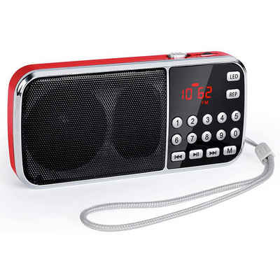 Gontence Kleines Radio, Kofferradio Heavy Bass Lautsprechern Radio Radio (Digital Radio mit Batterie Wiederaufladbare, LED-Taschenlampe)