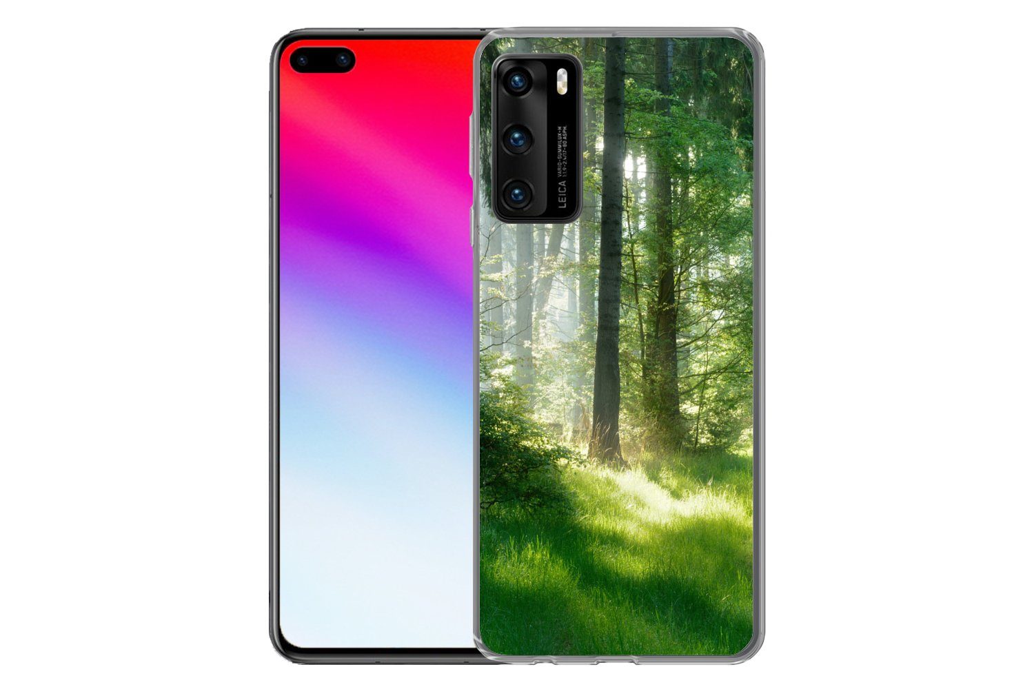 MuchoWow Handyhülle für Huawei P40 Natur - Bäume - Wald - Grün - Sonne - Gras - Pflanzen, Handy Case, Silikon, Bumper Case Dünn