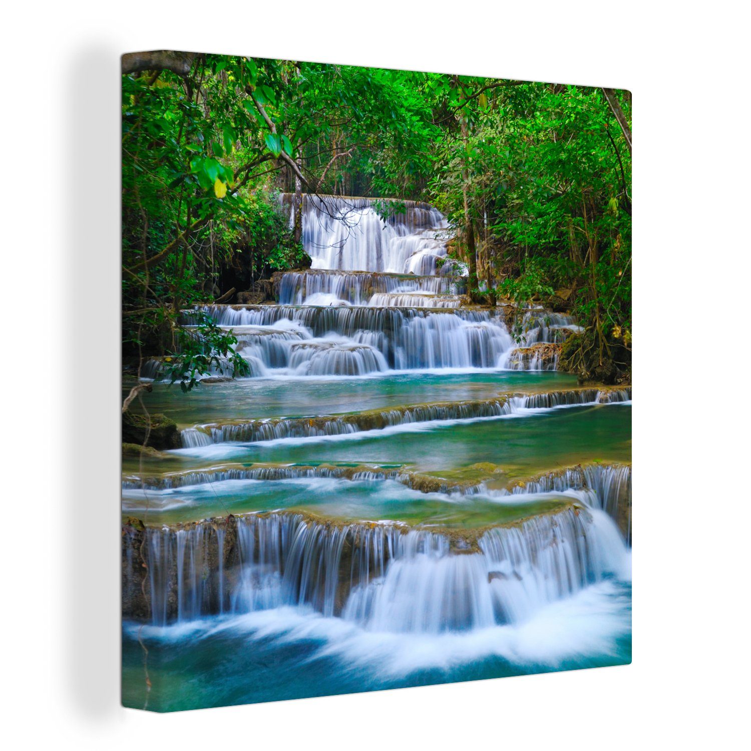 OneMillionCanvasses® Leinwandbild Wasserfall - Bäume - günstig online kaufen