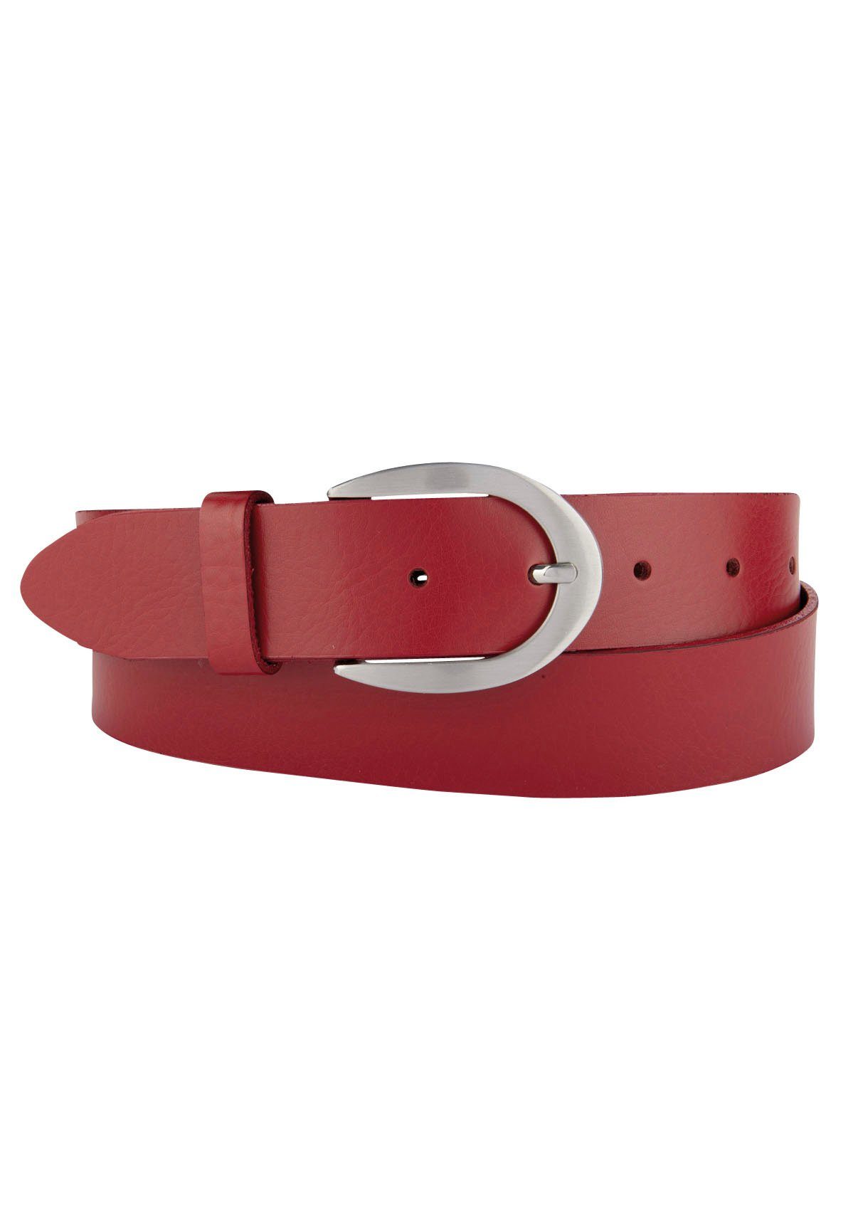 BERND GÖTZ Ledergürtel mit glänzender Schließe in Hufeisenform rot | Anzuggürtel