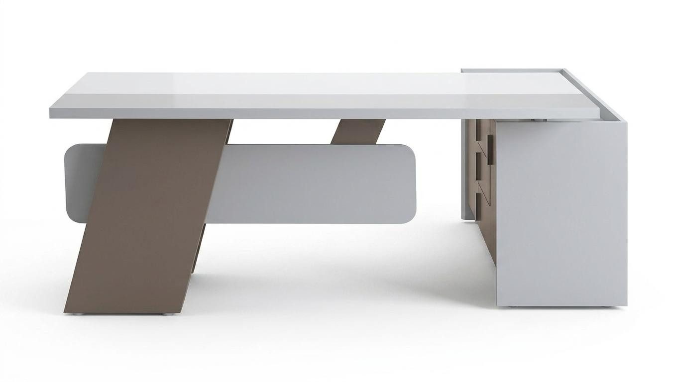 JVmoebel Schreibtisch Grauer rechteckiger Holz-Schreibtisch für Arbeitszimmer, Made in Europa
