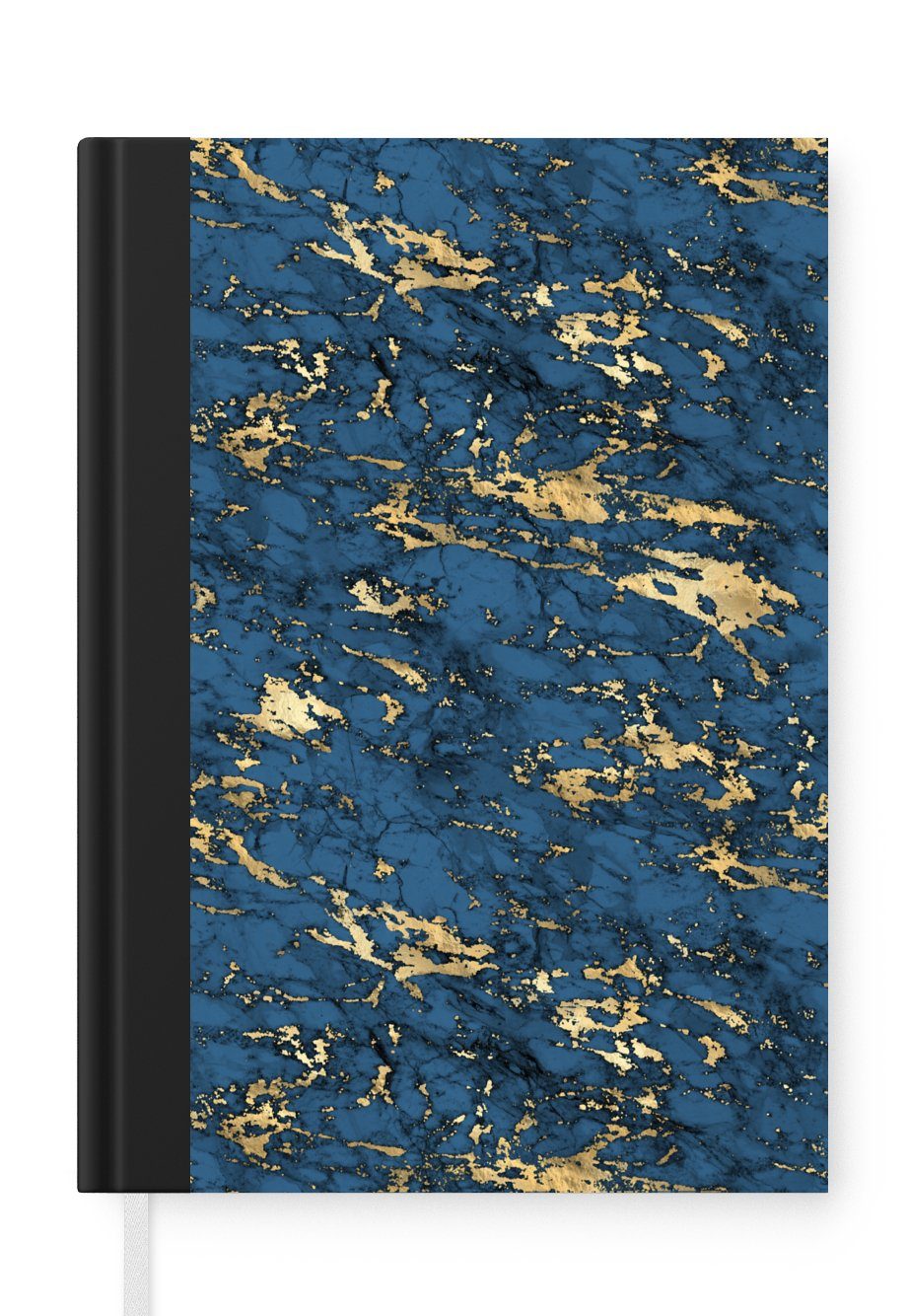 MuchoWow Notizbuch Blau - Marmor - Gold - Design, Journal, Merkzettel, Tagebuch, Notizheft, A5, 98 Seiten, Haushaltsbuch