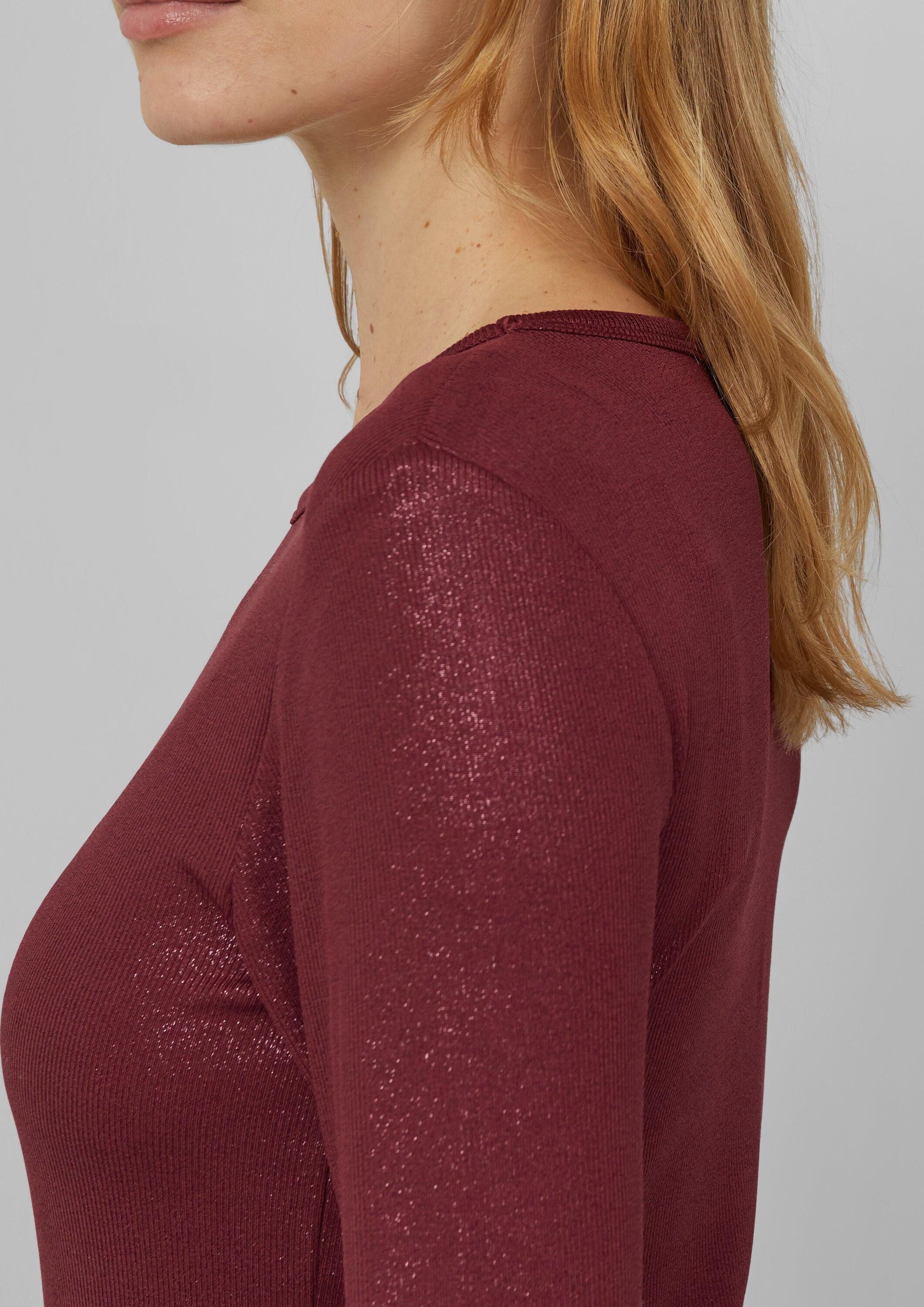s.Oliver Langarmshirt T-Shirt Ripp-Shirt mit Glitzer-Effekt