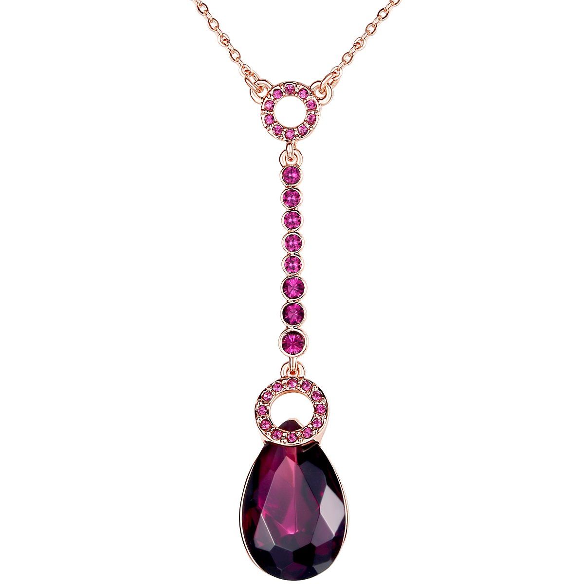 Lulu & Jane Collier Kette mit Anhänger roségold verziert mit Kristallen von Swarovski® violett Glas violett