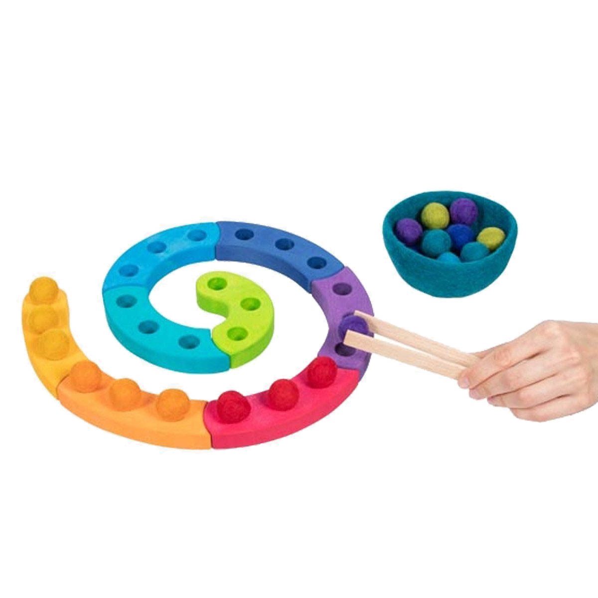 goki Schmuck-Adventskalender Farbsortierspiel und Adventsspirale (packung, 29-tlg), aus hochwertigem Ahornholz