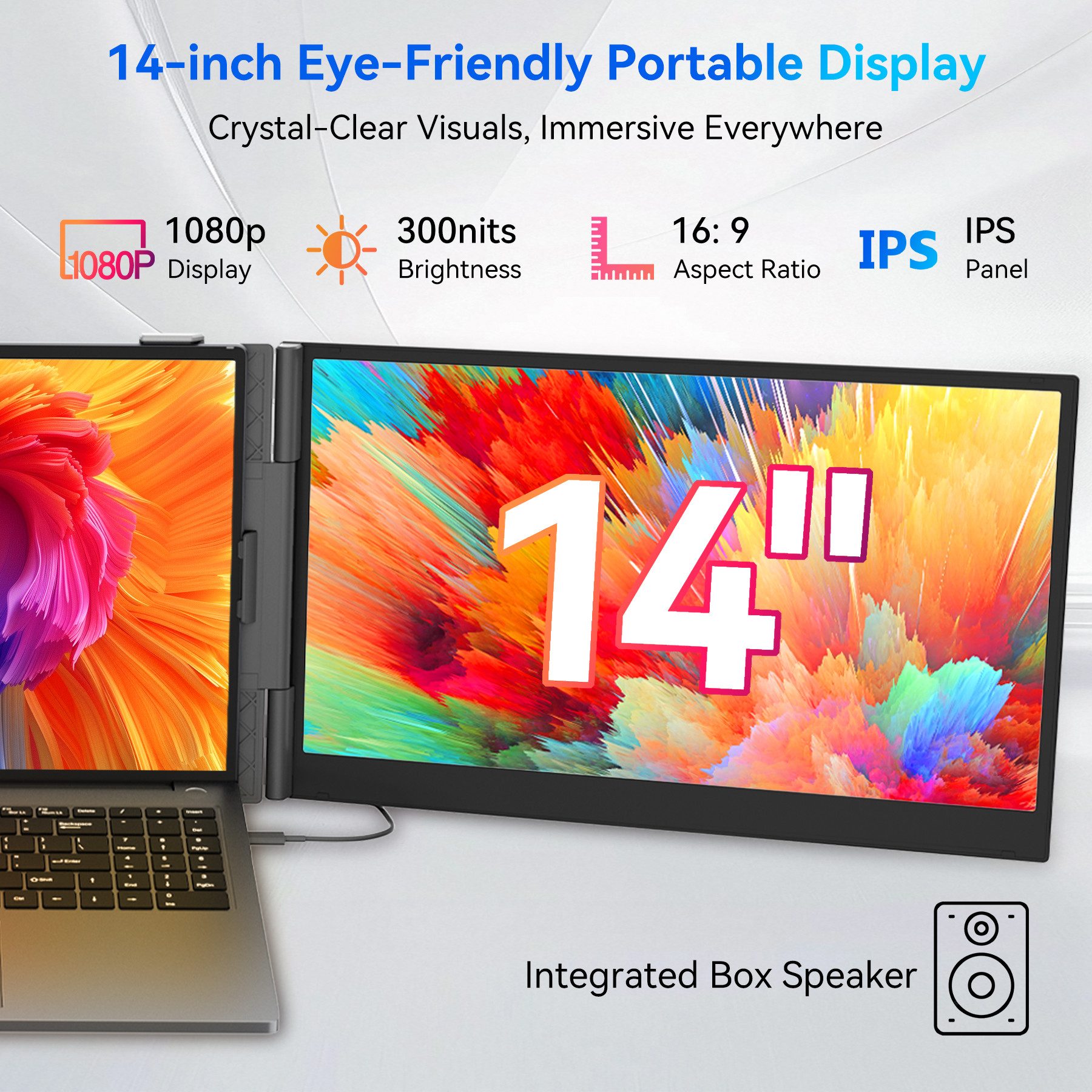 blackview 1kg Tragbarer Dual-Screen-Monitor IPS FHD – Laptop-Erweiterung Portabler Monitor (1920x1080 px, Full HD, IPS, 180° Gaming Monitor, 13,3-17,3" - Windows/Mac/Android/Chrome)