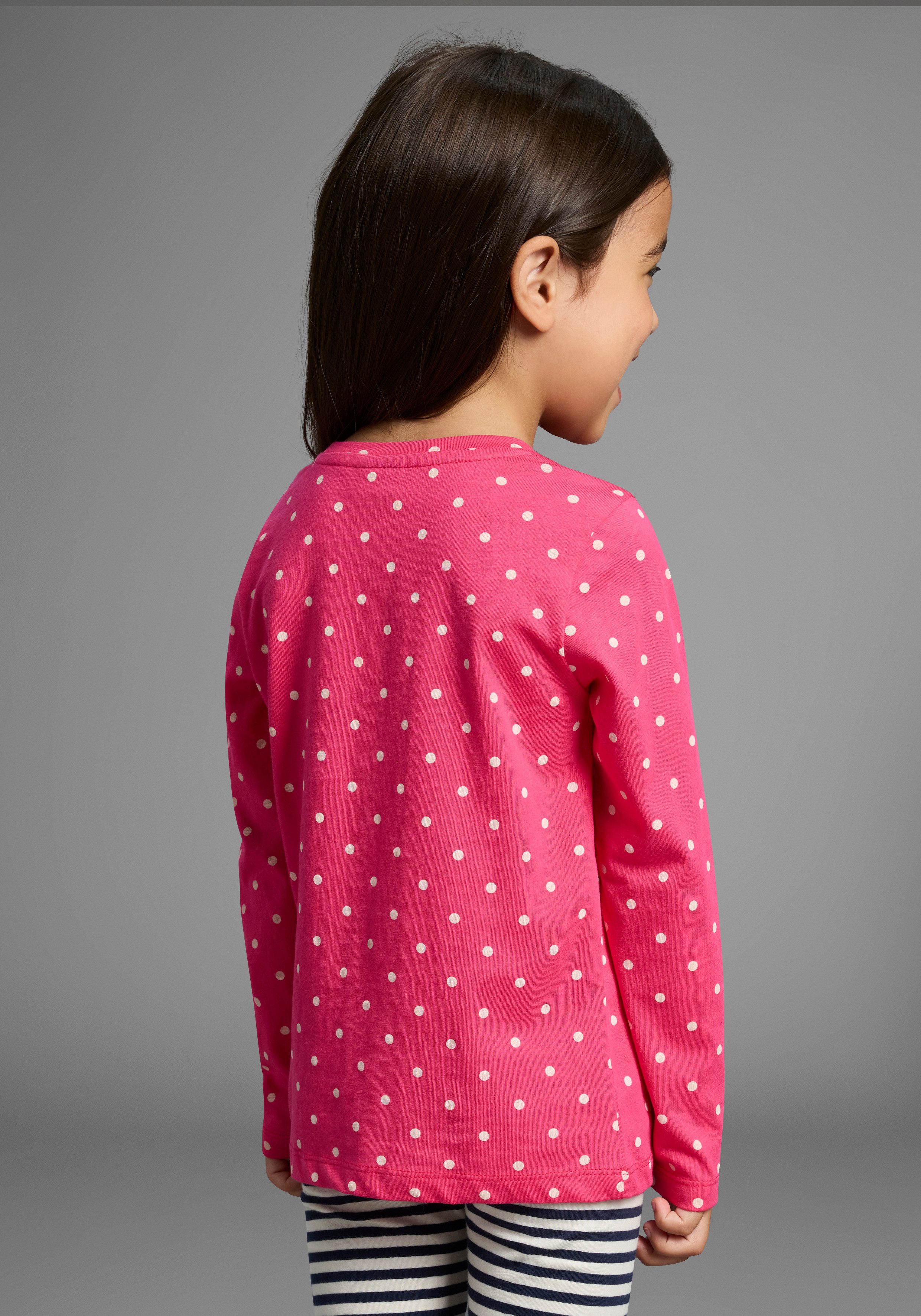 KIDSWORLD Langarmshirt für kleine Mädchen Langarm, Basic-Passform, bedruckt, Rundhalsausschnitt
