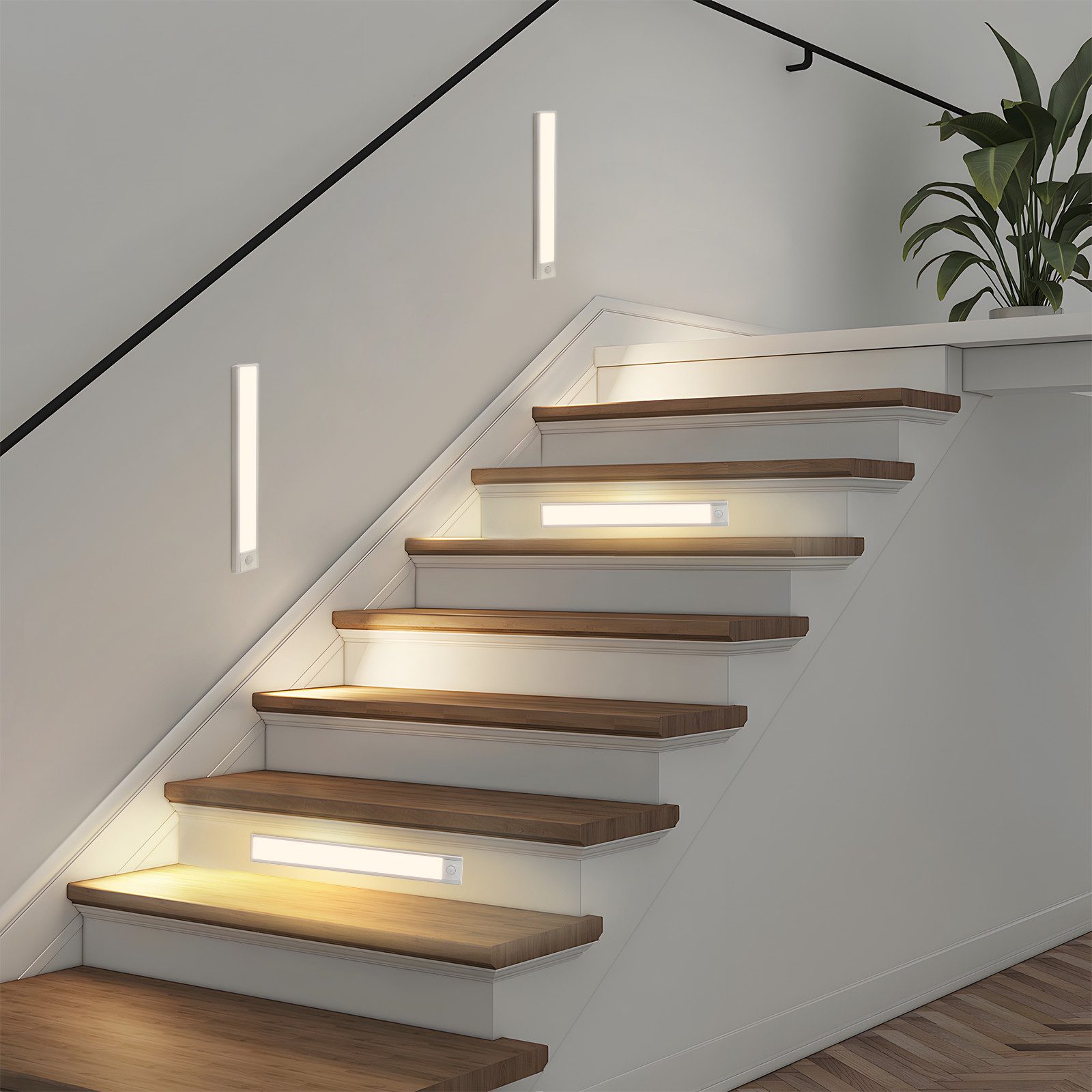 ZMH LED Unterbauleuchte mit Bewegungsmelder Aufladbar Schranklicht USB 1500mAh Flur Cabinet, Augenschutz, Einfache Installtion, LED fest integriert, 3000-6500K, 30CM Dimmbar 3 Farbtemperatur Schrankleuchte Schlafzimmer