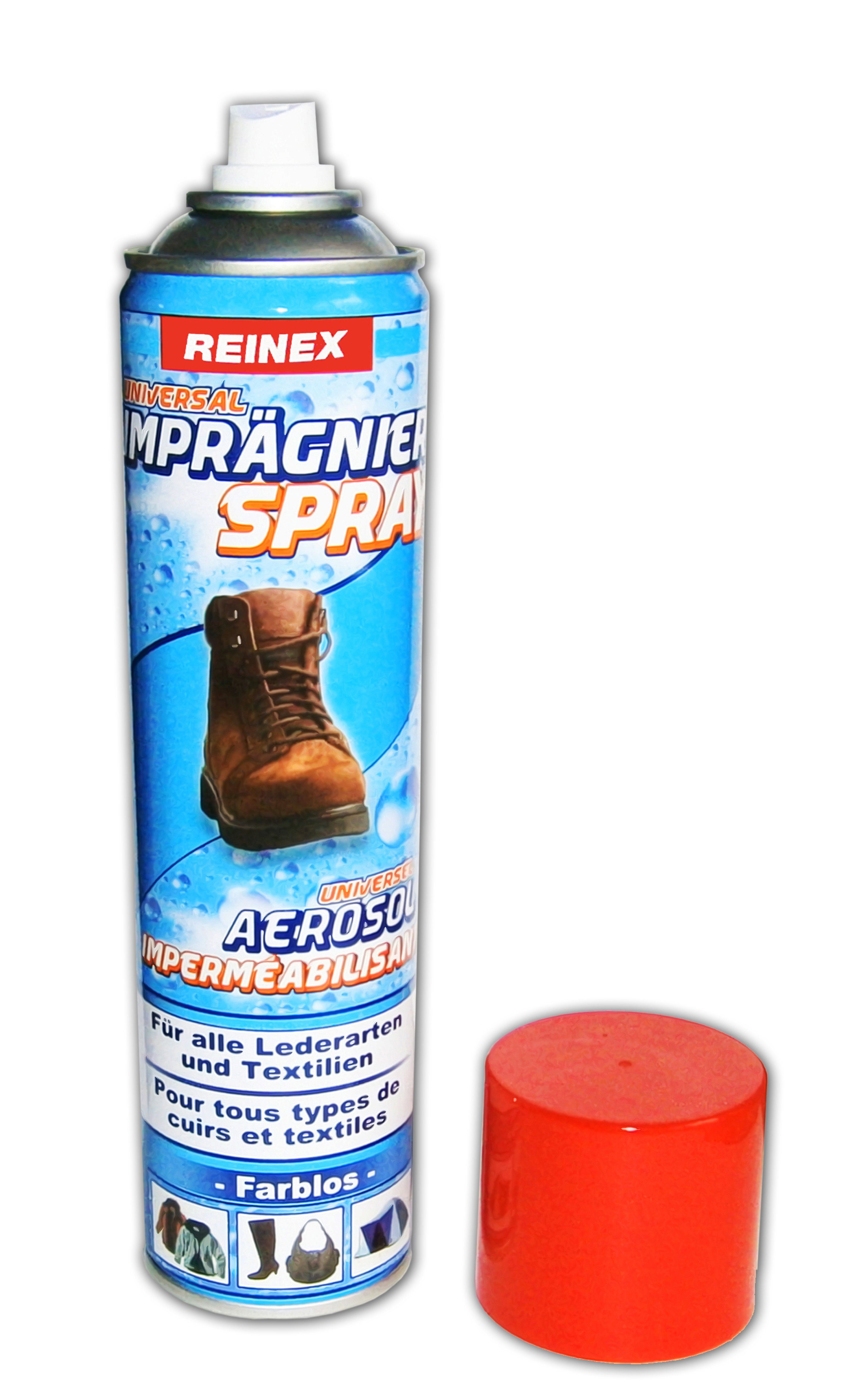 Reinex 1x IMPRÄGNIER SPRAY 400ml Impregnierspray Textilschutz 4 (1 Dose) Imprägnierspray (1 St), Lederschutz Zelt Boot Imprägniermittel Pflege Schuhe Leder Textil