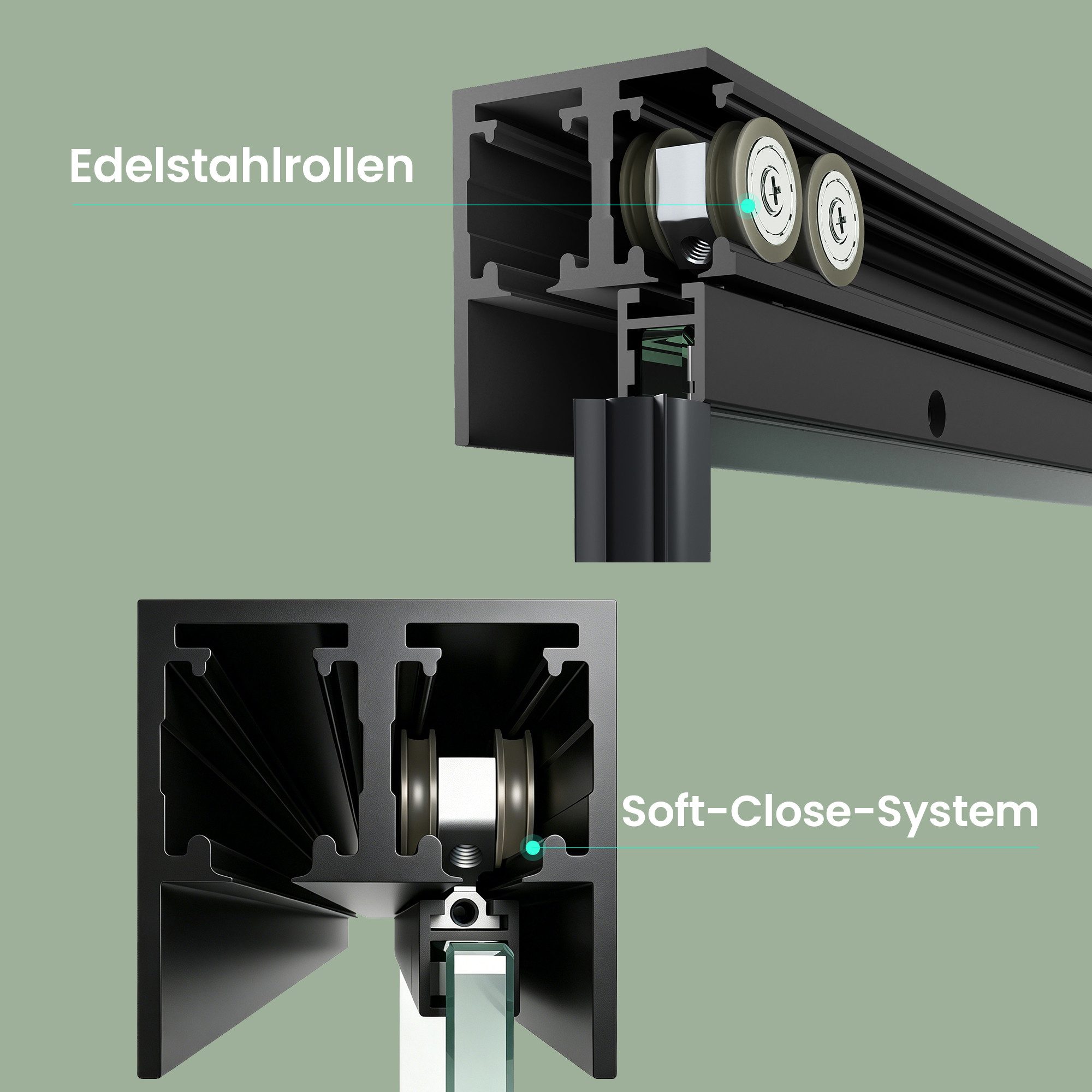 Mai & Mai Dusch-Schiebetür Duschtür Nischentür Doppelschiebetür 8 mm ESG Glas Nano Teramo67K, 100x195 cm, Sicherheitsglas, Nischentür mit Doppelschiebetür,Verstellbereich 0–30 mm