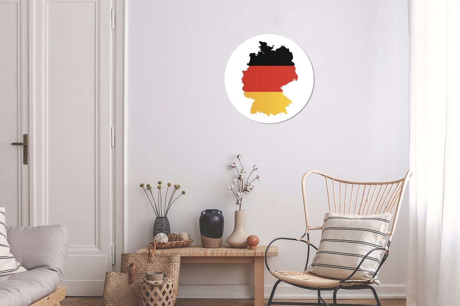 Karte Gemälde St), (1 Flagge, von Wanddekoration Deutschland der MuchoWow Wohnzimmer, mit deutschen Wandbild, Forex, cm 30x30 Rundes Kreis
