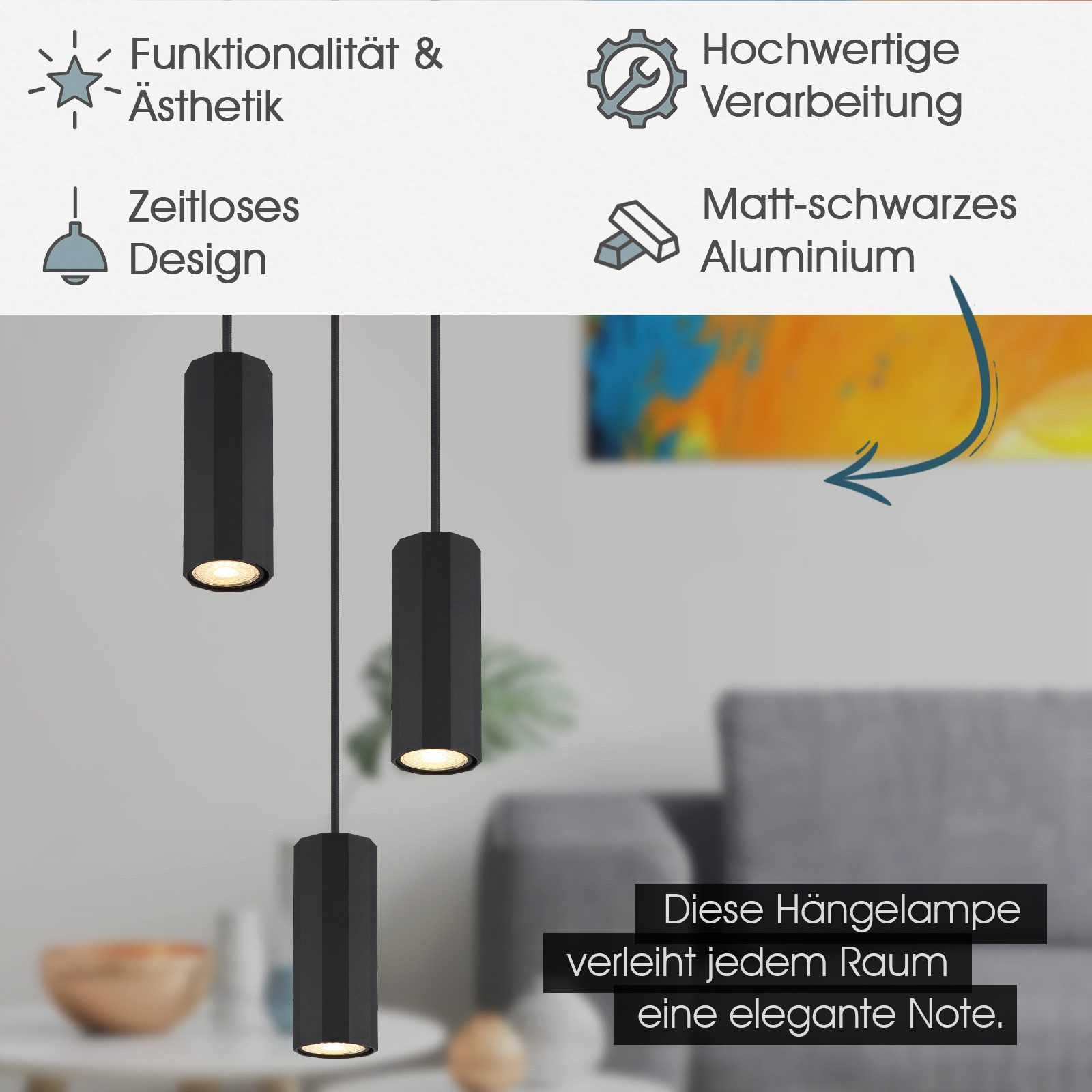 bmf-versand Hängeleuchte Hängelampe Esszimmer Schwarz Hängeleuchte günstig online kaufen