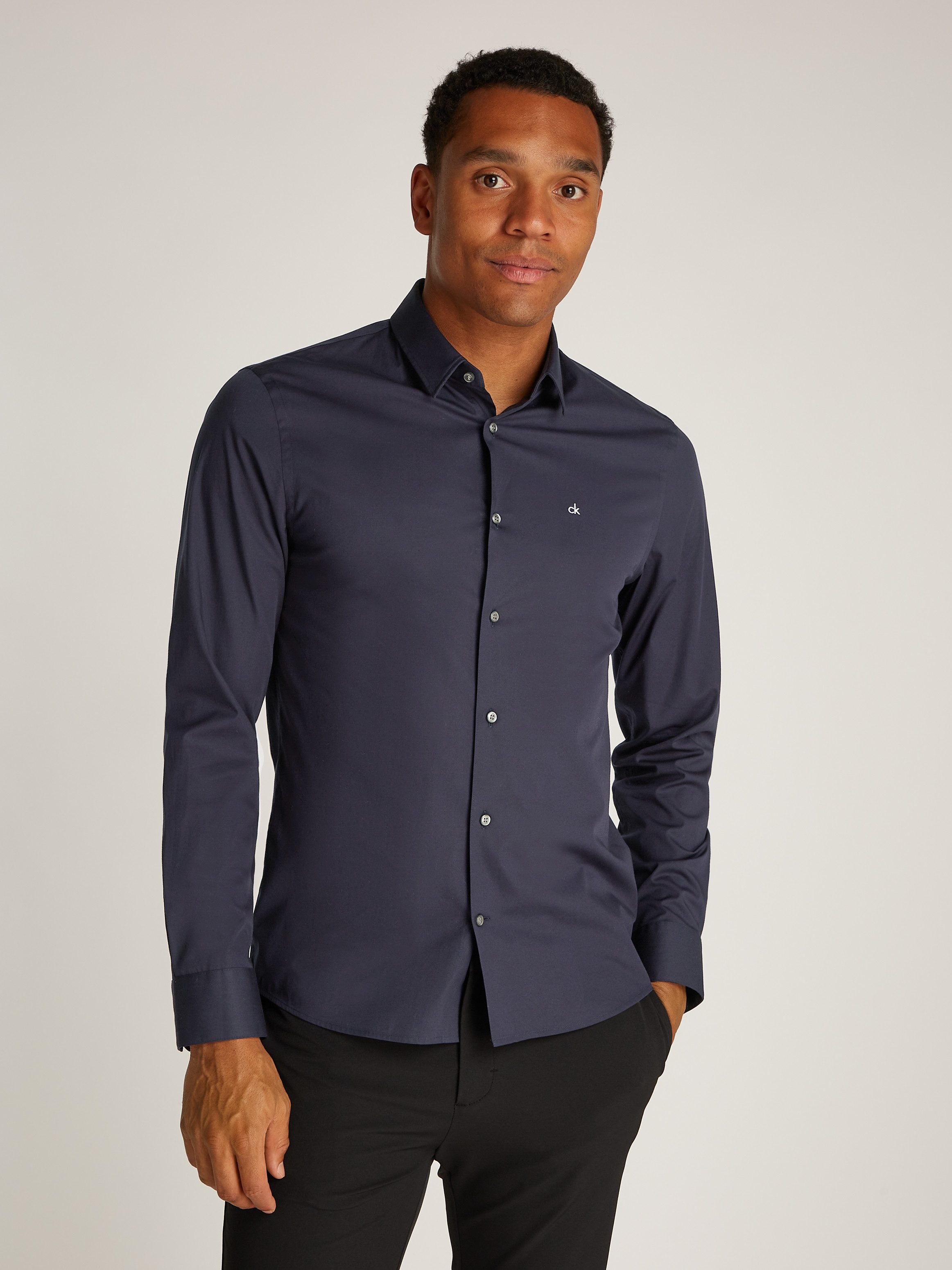 Calvin Klein Langarmhemd SLIM FIT STRETCH günstig online kaufen