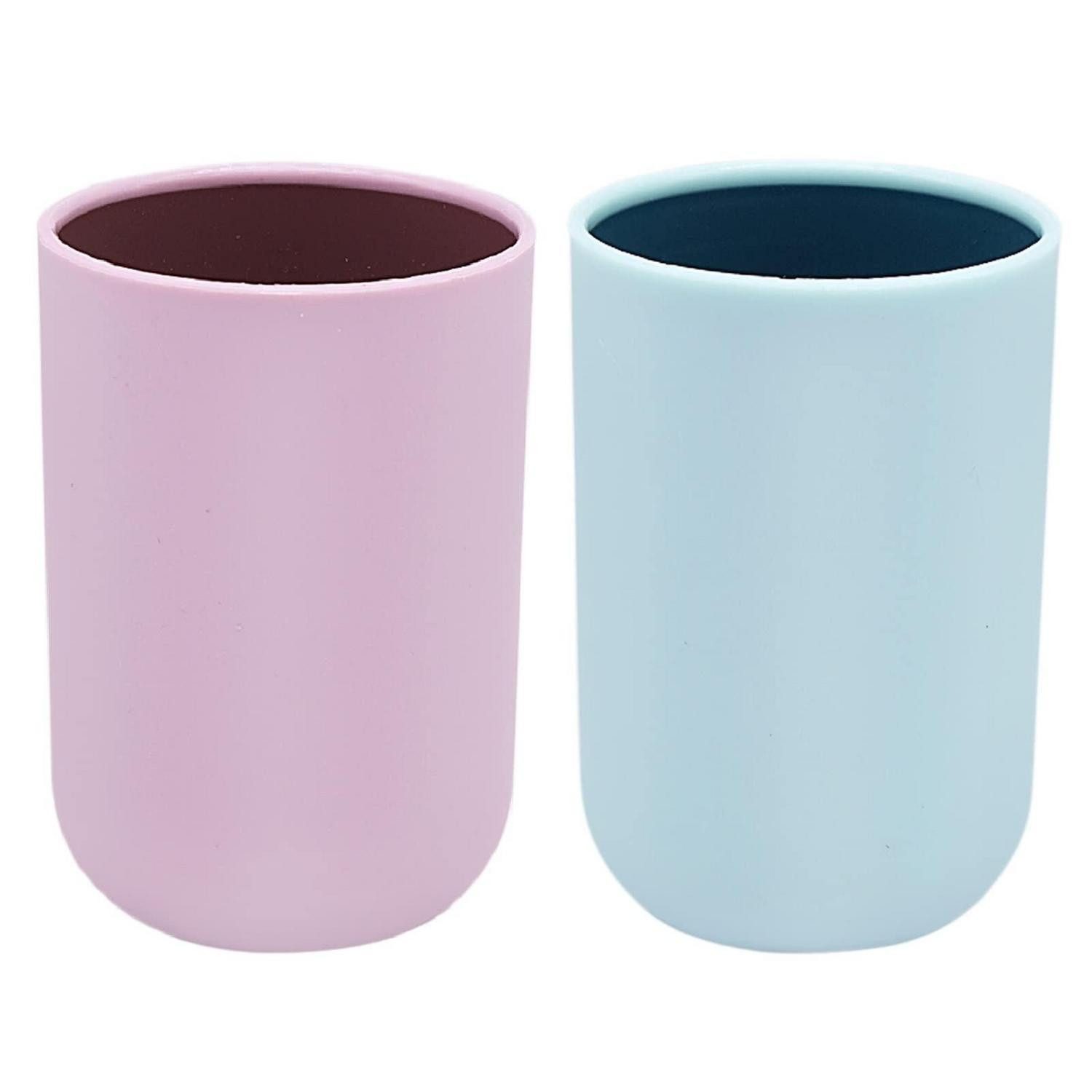 LuxusKollektion Zahnputzbecher Zahnputzbecher 2er Set Rosa/Blau, (2-St)