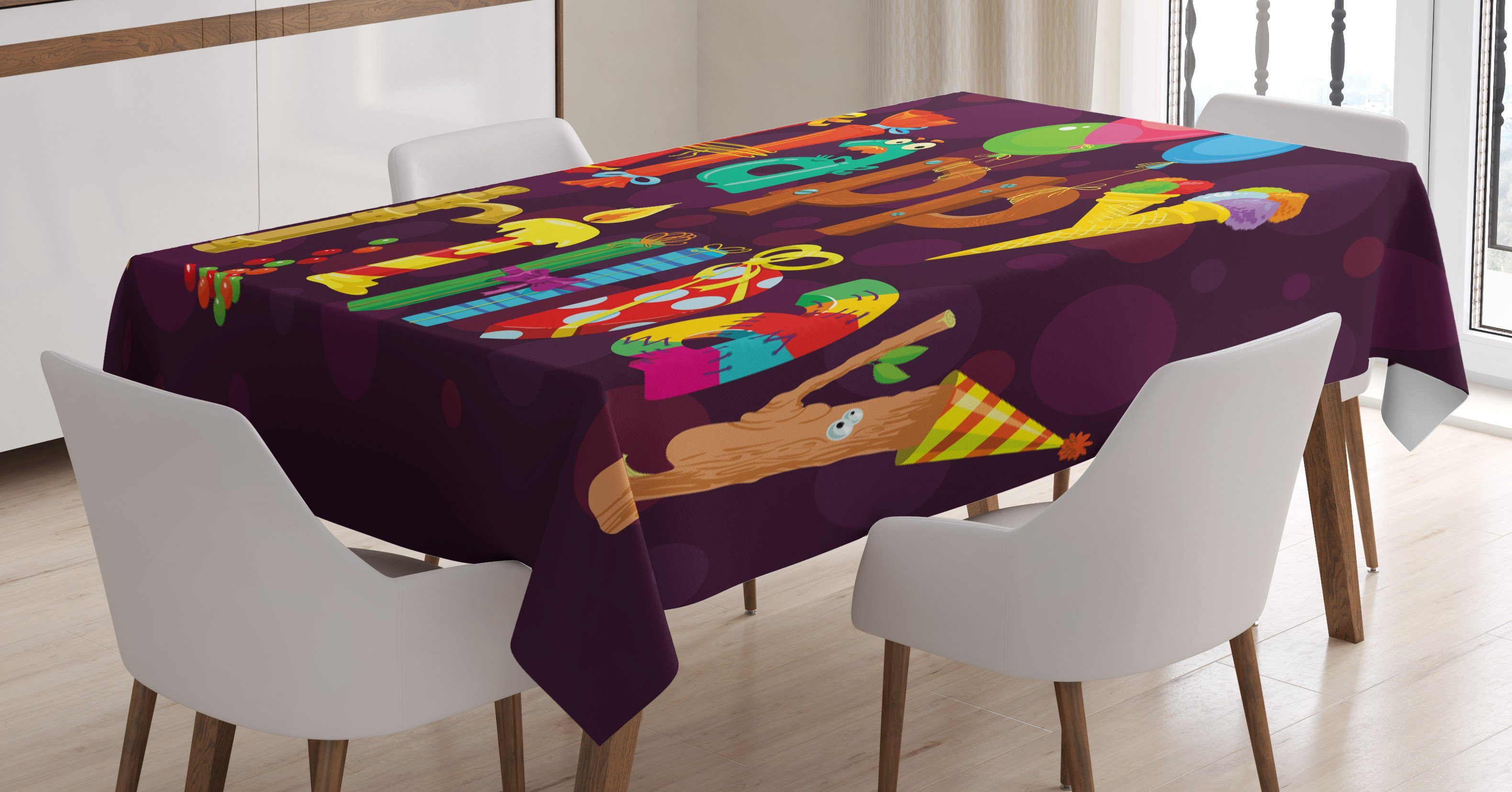 Abakuhaus Tischdecke Farbfest Waschbar Für den Außen Bereich geeignet Klare Farben, Kids Party-Objekte wie Briefe | Tischdecken