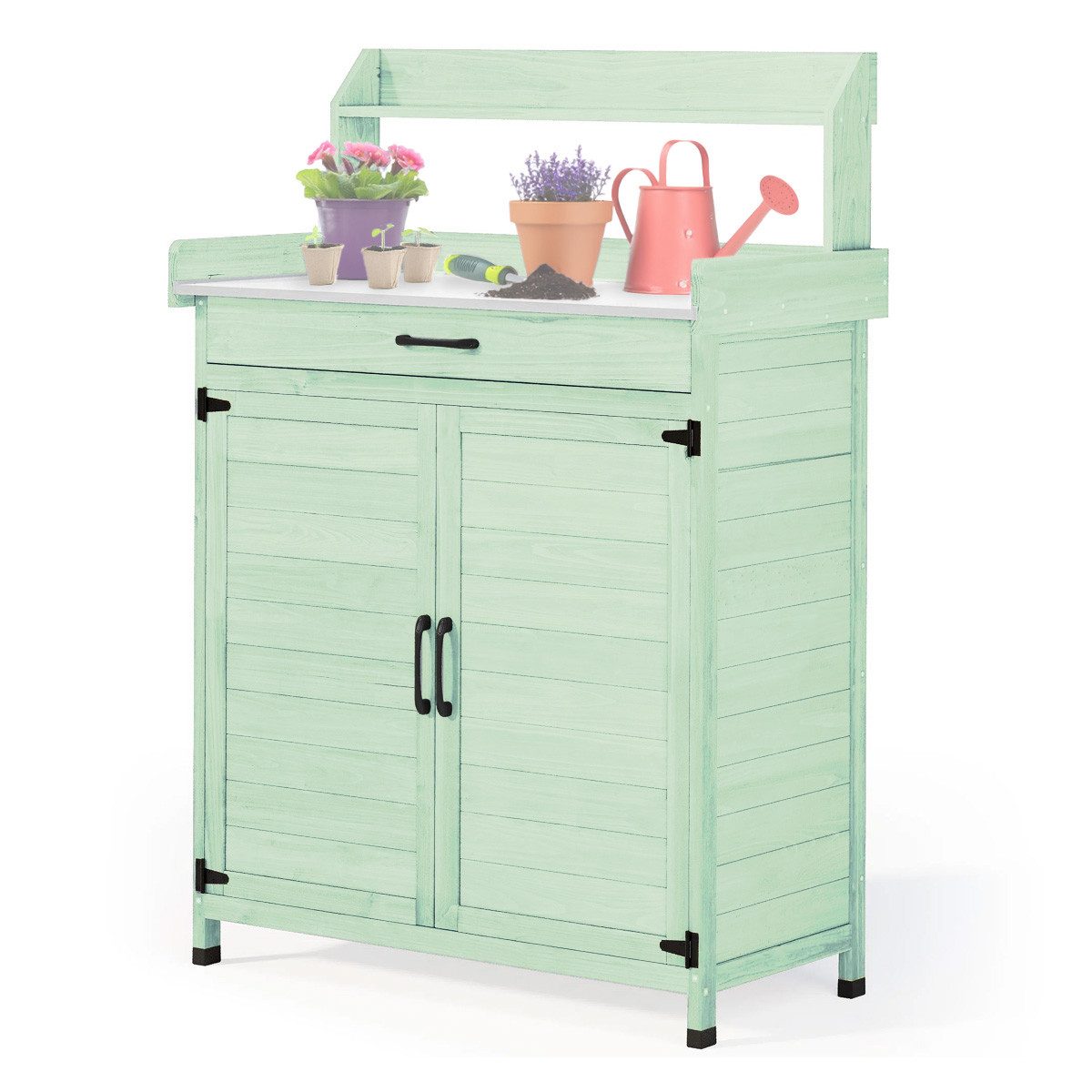 Divit Halter Gartenschrank mit Arbeitsfläche # PG03 Outdoor Schrank wetterfest Holz