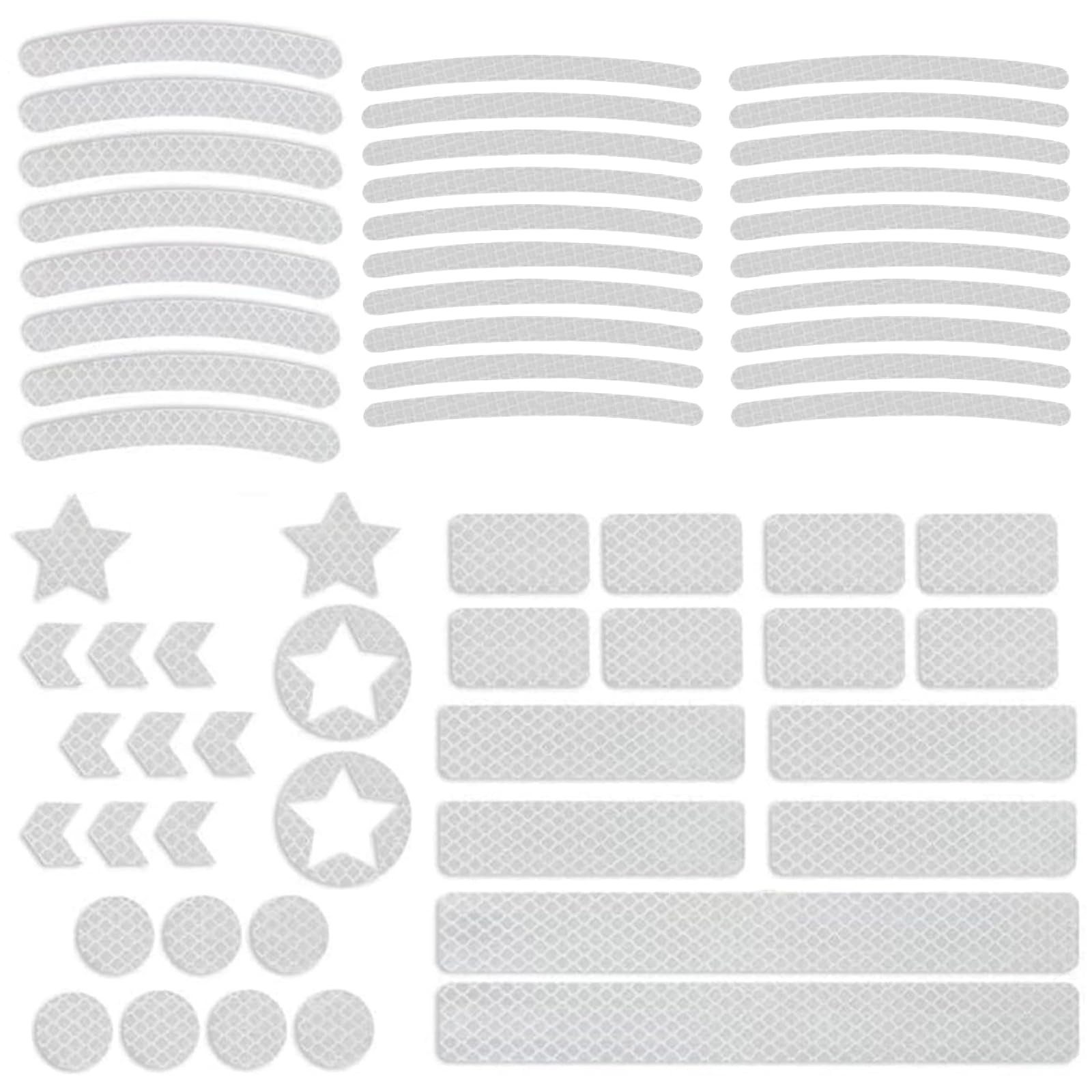 FOUORTUNATE-BEE Reflektorband Reflektierende Aufkleber für Motorrad Helm Auto Fahrrad – 42 Stück, Fluoreszierende Warnstreifen Sticker selbstklebend & wasserfest