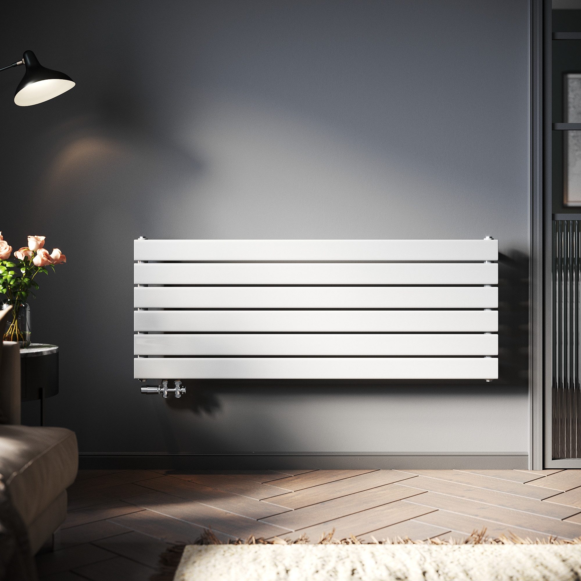 SONNI Heizkörper Heizkörper Wasserbeheizte Heizkörper,Breite 1200mm,Schwarz günstig online kaufen