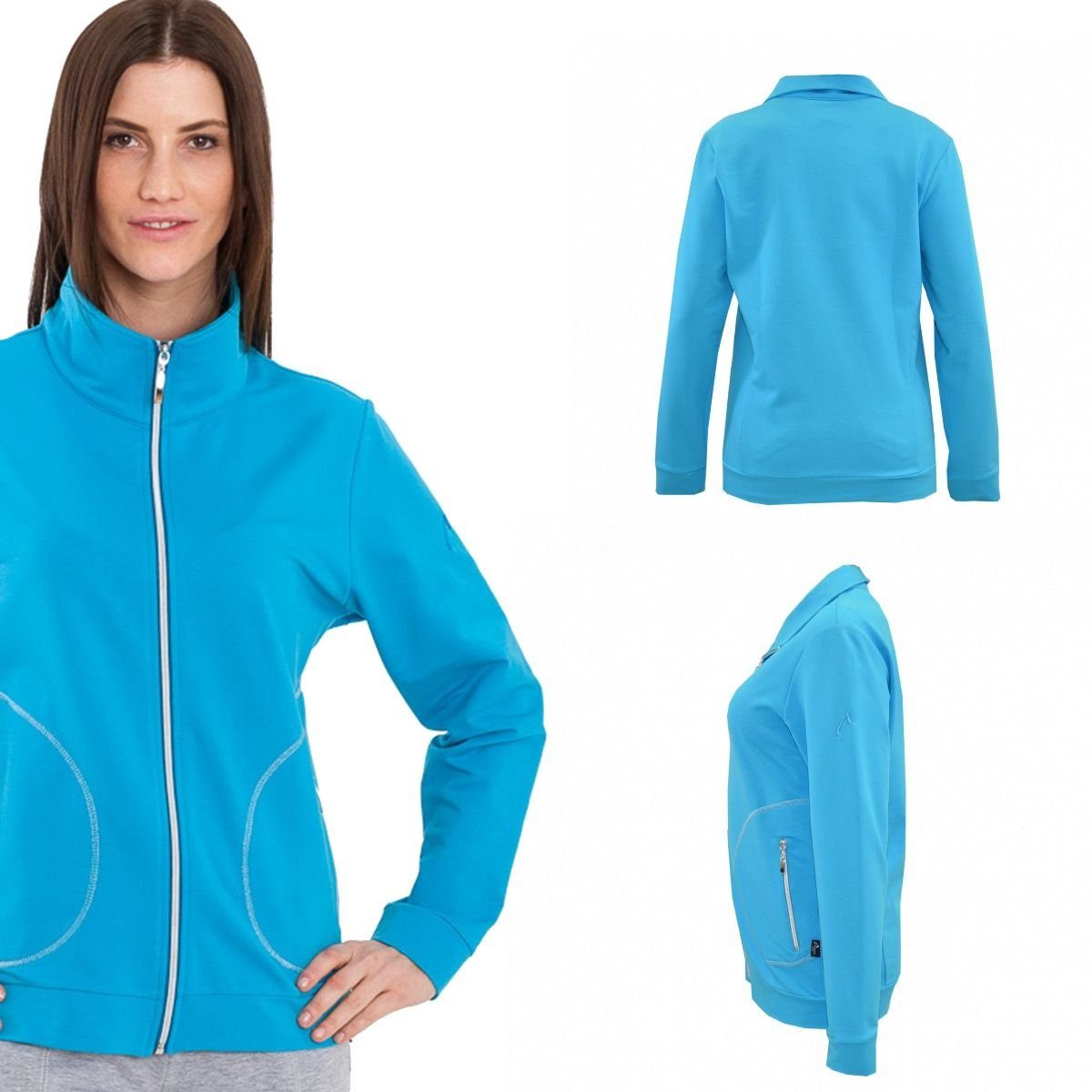 Authentic Klein Sweatjacke Sport- und Freizeitjacke für Türkis Damen