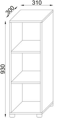VCM Standregal Holz Aufbewahrungs Stand Regal Bücher Benas-3, 1-tlg.