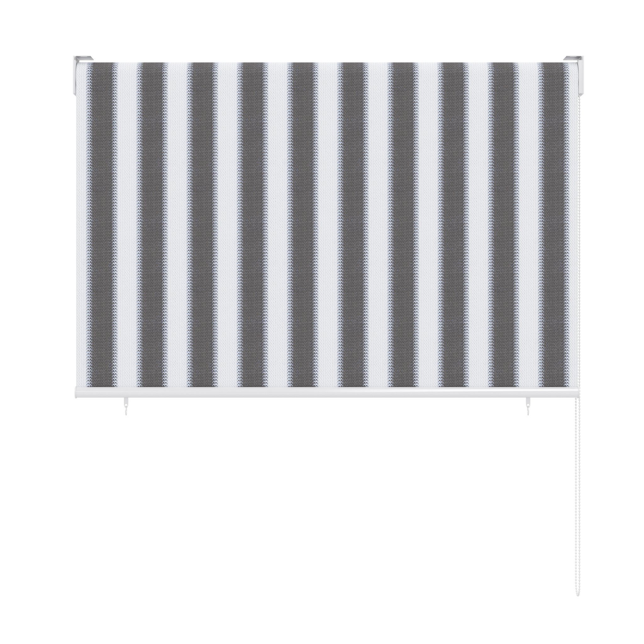 paramondo Senkrechtmarkise Senkrechtmarkise Balkon freihängend 100x140cm Sichtschutz grau-weiß ohne Führungsschienen – modern & flexibel