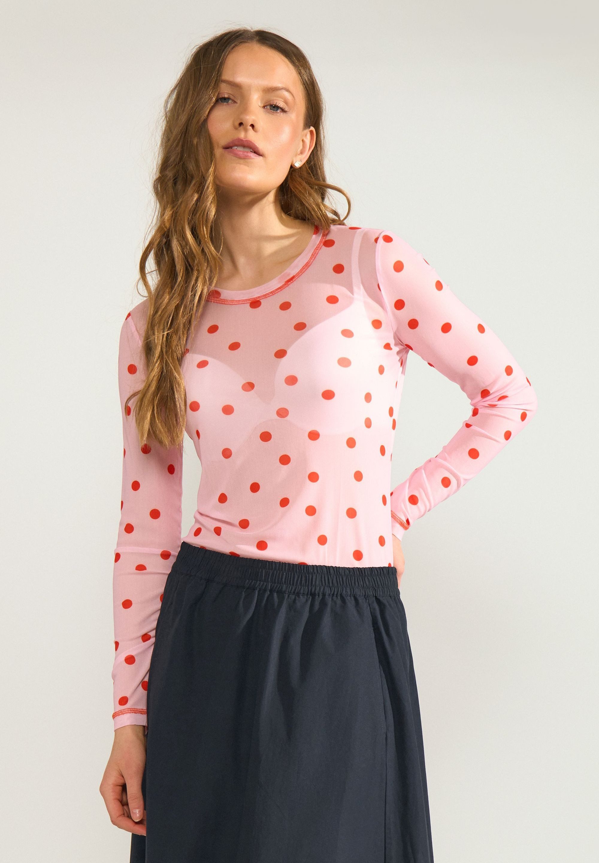 nümph Langarmshirt NUSINE MESH BLOUSE