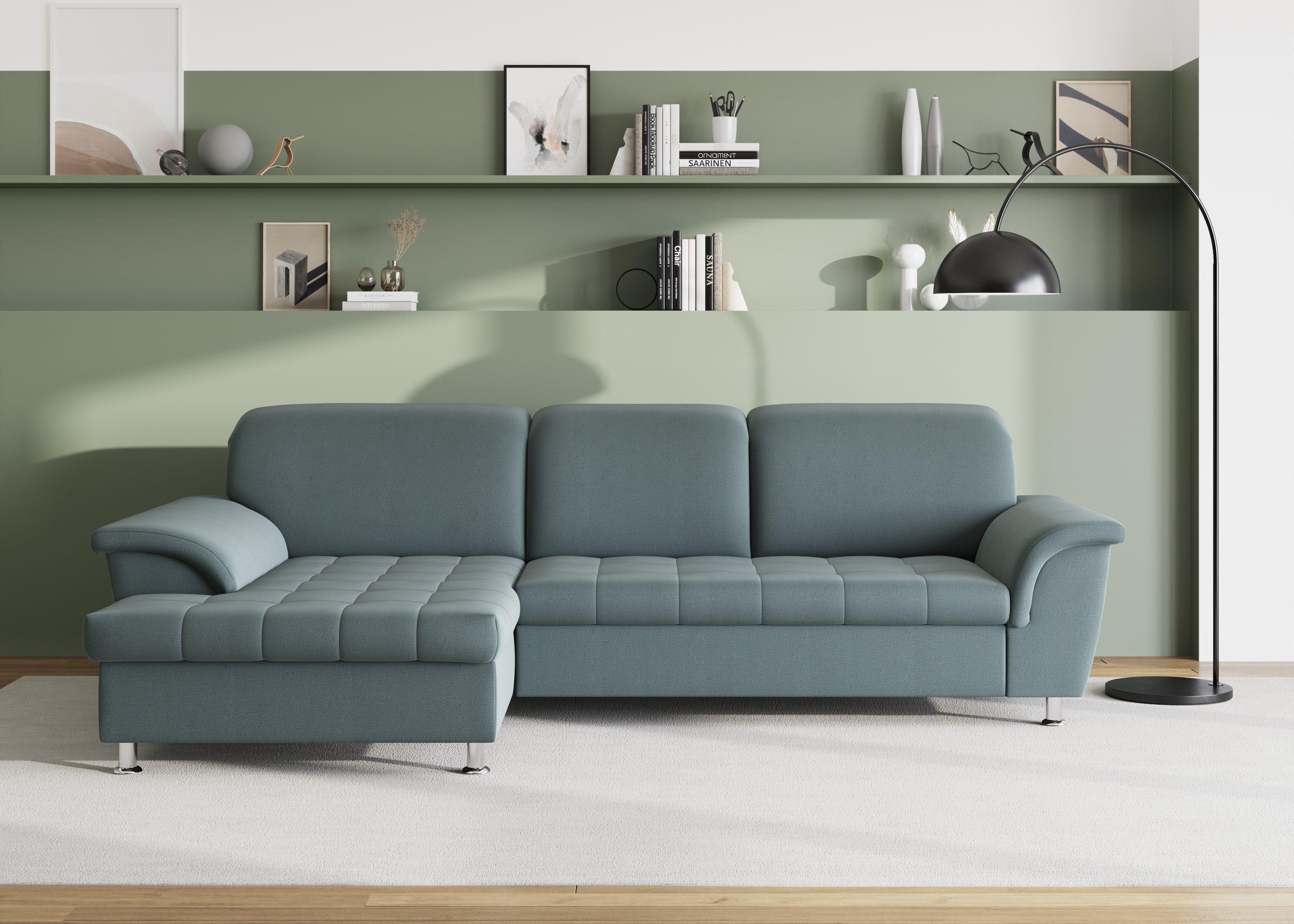 DOMO collection Ecksofa Franzi, Bettfunktion, und wahlweise Bettkasten mit Kopfteilverstellung