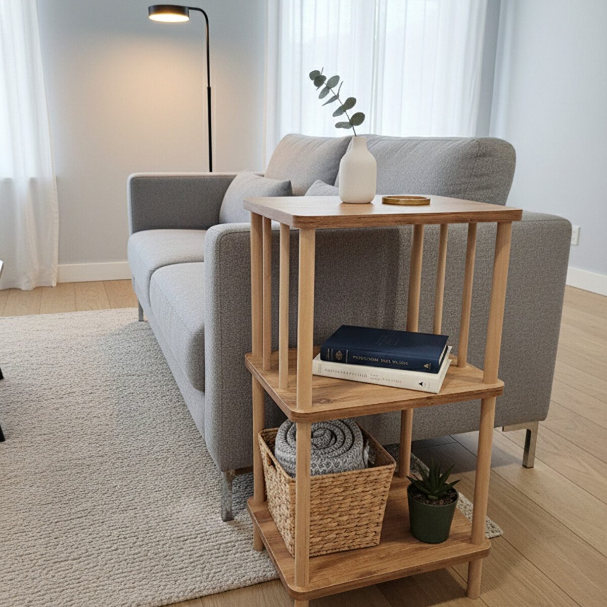 en.casa Beistelltisch, Eck- und Beistelltisch mit 2 Ablagen 91332181