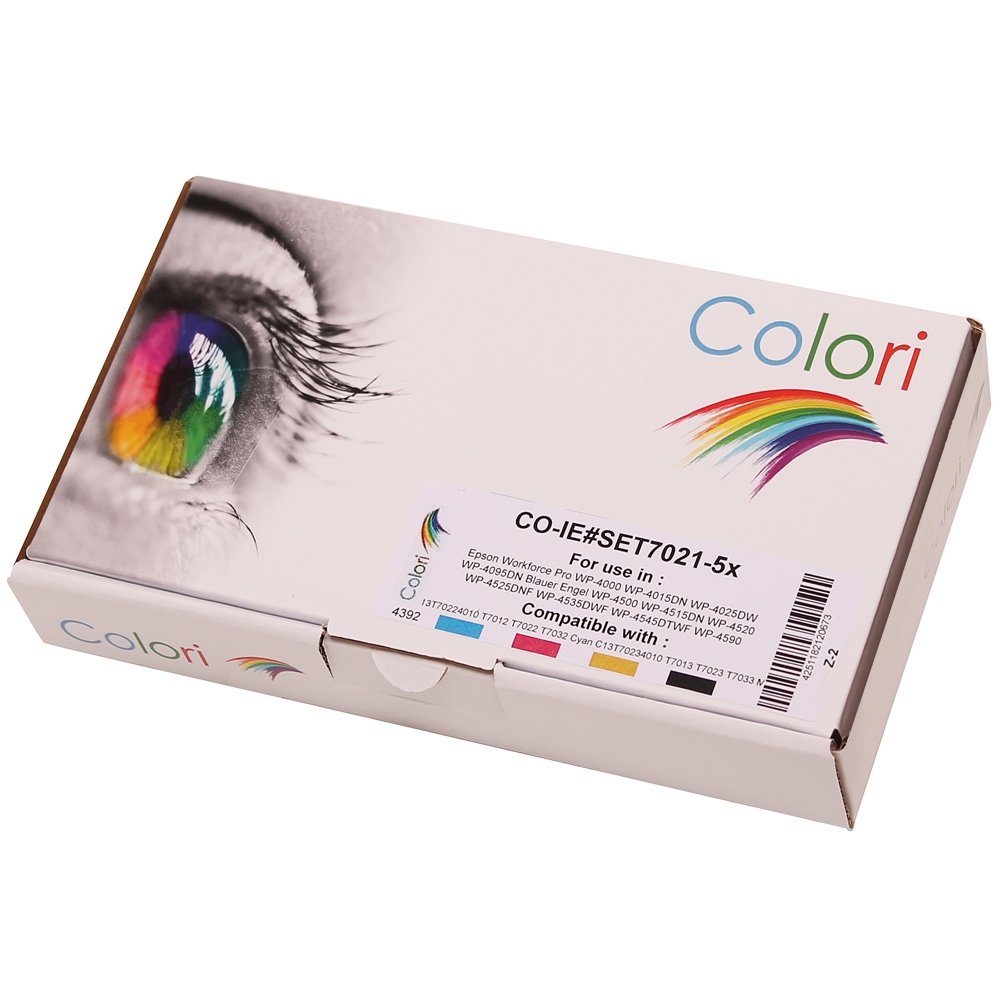 Colori Tintenpatrone (Kompatibles Set 5x Druckerpatrone für Epson WorkForce Pro WP-4000 WP-4015DN WP-4025DW WP-4095DN Workforce WP-4500 WP-4515DN WP-4520 WP-4525DNF von Colori)
