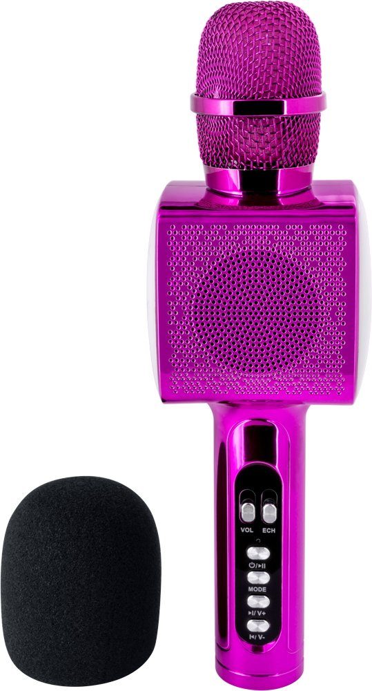 Mic Bluetooth-Lautsprecher pink Mikrofon AU387063 LED Lautsprecher Party BigBen portabler Bluetooth