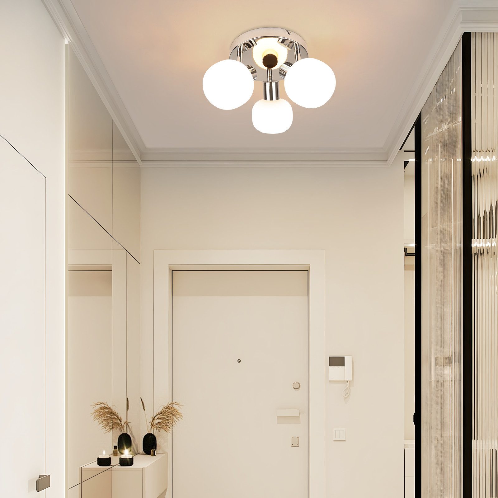 Nettlife Deckenstrahler Weiß Glas E14 Deckenleuchte 3/4/6 Flammig Innen Lam günstig online kaufen