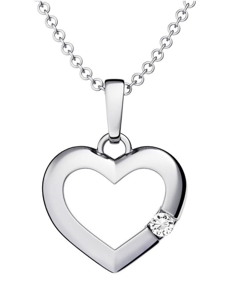 Herzkette Halskette Damen Silber 925 Kette mit Herzanhänger und Zirkoniastein