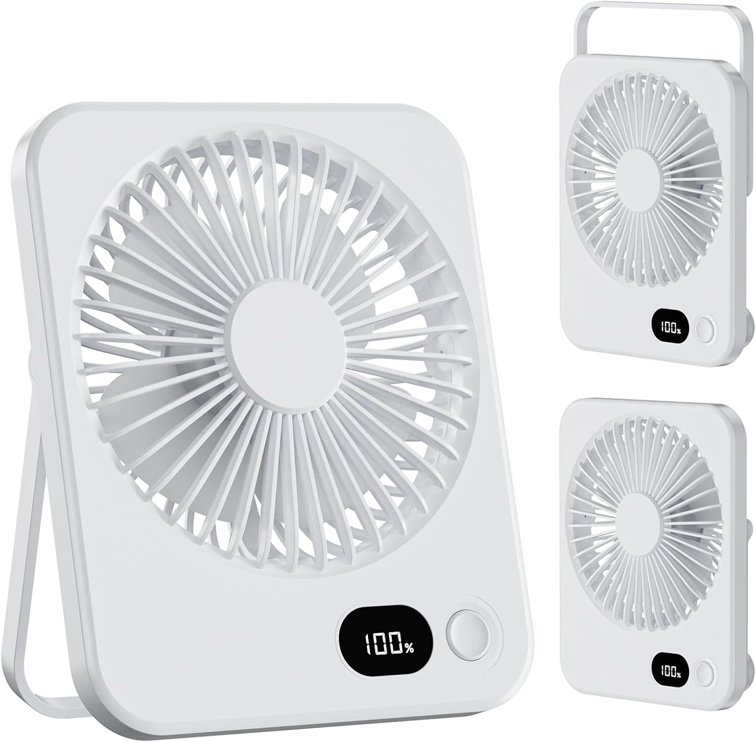 skelo Tischventilator Klein Tischventilator USB Leise Ventilator Akku 2000mAh 5 Windstufen, 1 cm Durchmesser, 180° Einstellbar Tragbarer LED Anzeige Fan Für Büro, Bibliothek, Reise