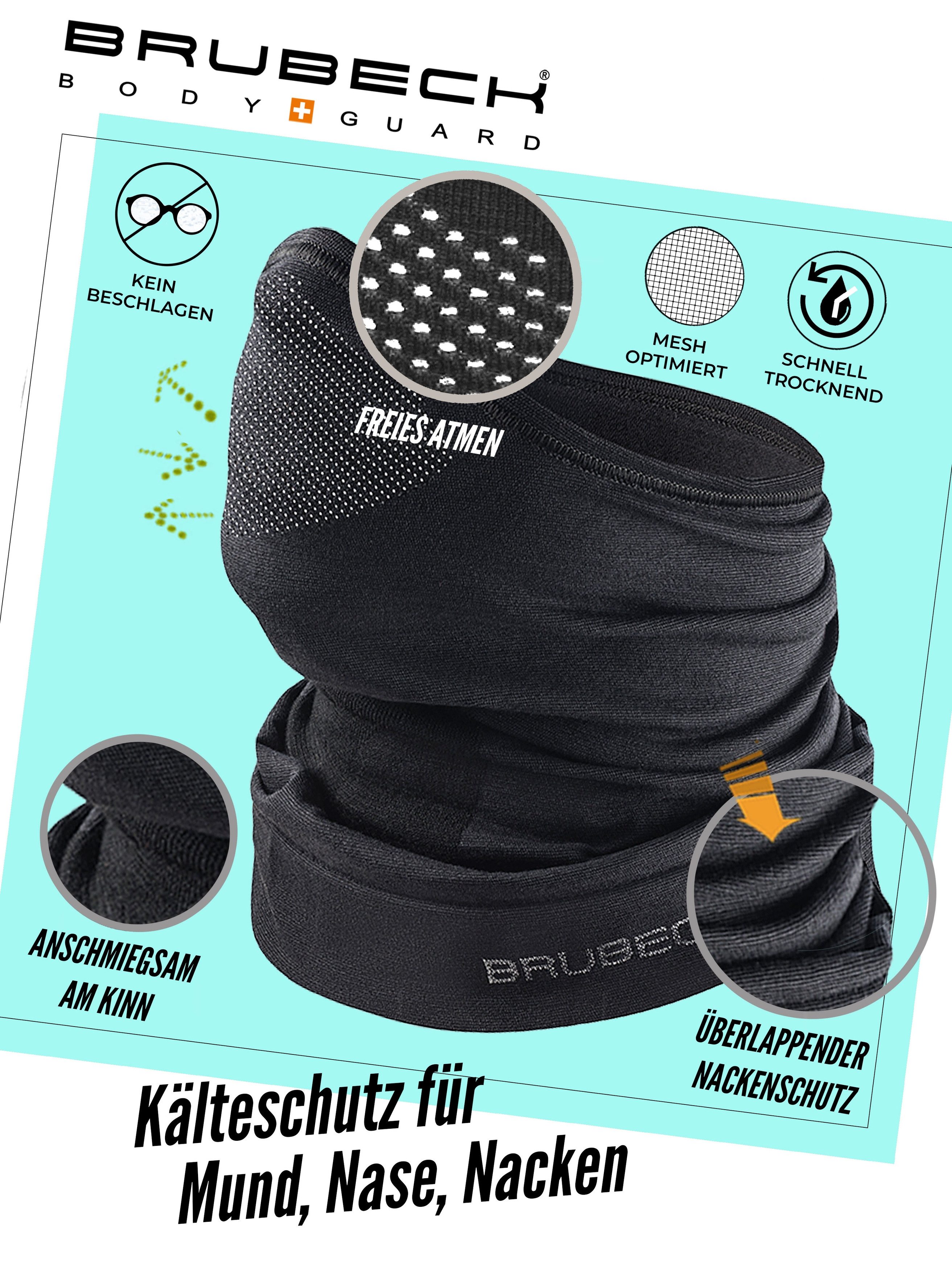 BRUBECK Sturmhaube M-PRO Merino Halbe Maske – leichter Outdoor-Gesichtsschutz Schwarz atmungsaktiv, schnelltrocknend, windabweisend