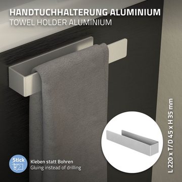 ML-DESIGN Handtuchhalter Handtuchstange Wandhalter Handtuchtrockner, ohne Bohren 22cm Silber Aluminium Wandmontage zum kleben