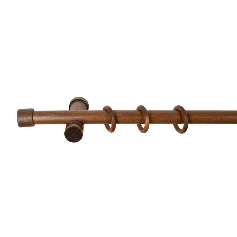 Gardinenstange Cafiro, modern Träger, SN DECO GROUP, Ø 28 mm, 1-läufig, fixmaß, Verschraubt, Holz, Komplettset mit Ringen