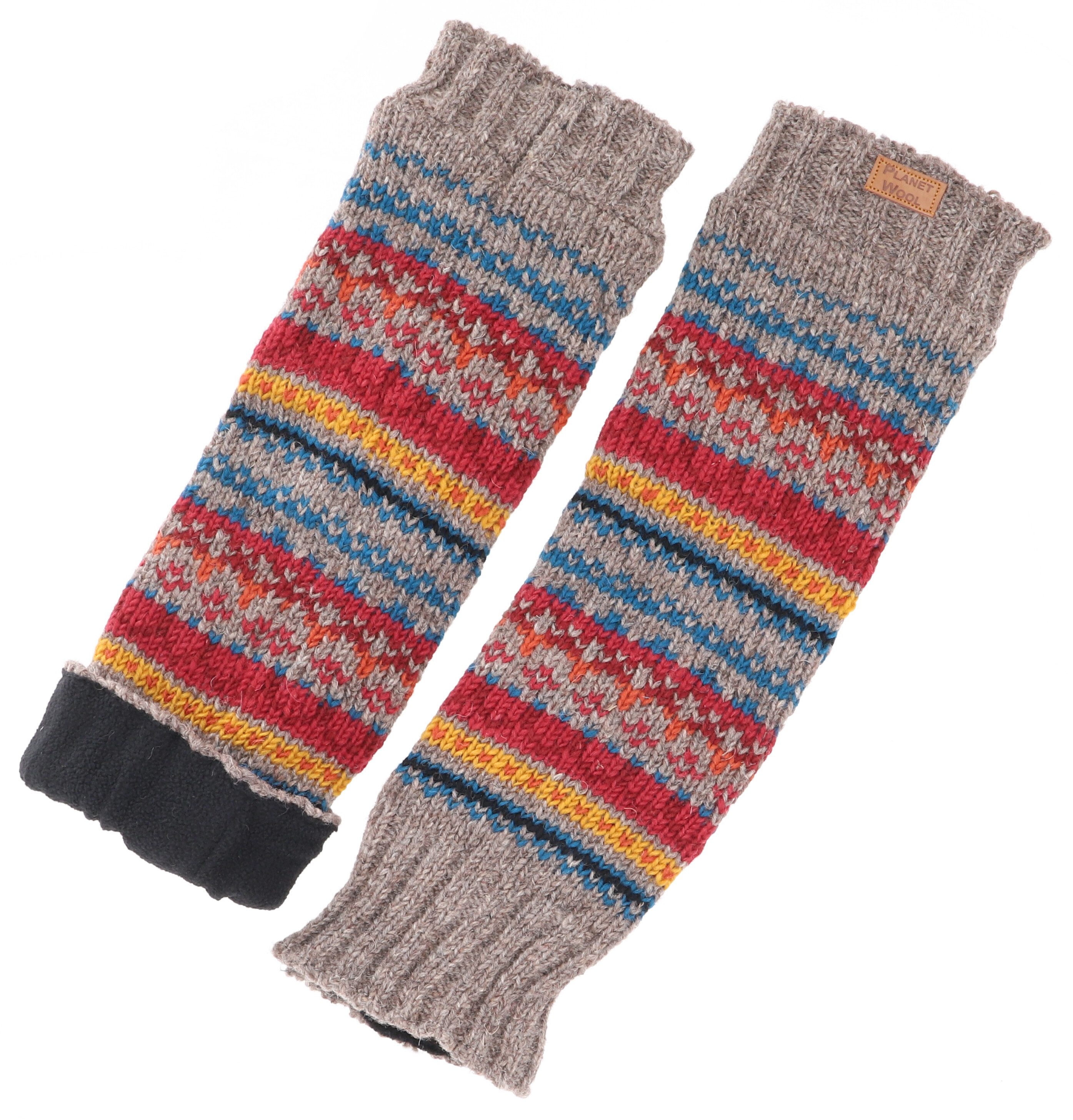 Guru-Shop Haussocken Wollstulpen aus Nepal, Beinstulpen mit Muster -..