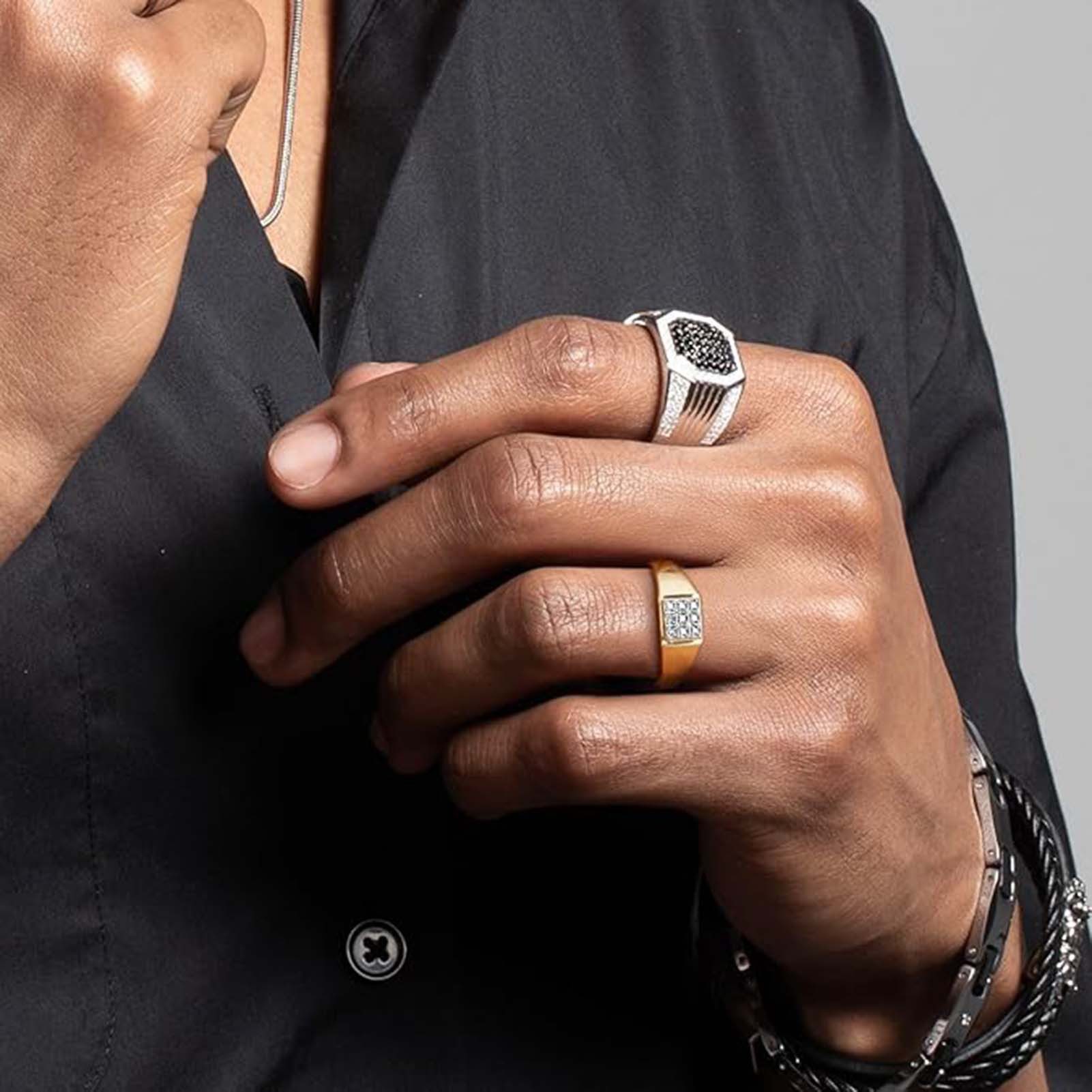 Jumpeak Diamantring Ring Gold 585 Echtgold,Ring Herren,Verlobungsring,Geschenk für Ehemann, Promise Ring,Ring Gold,Diamond,Bonus Papa Geschenk,Geschenk für Bruder