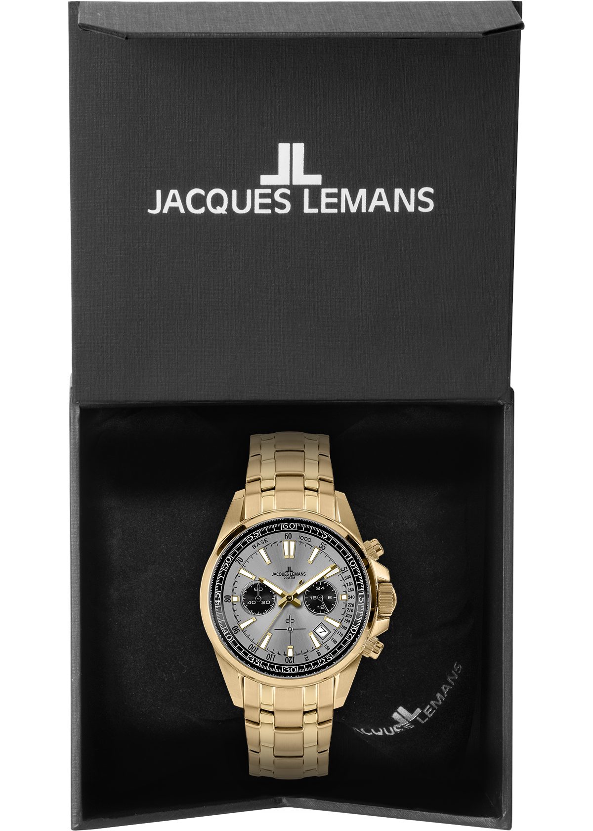 Jacques Lemans Chronograph Liverpool 1-2117ZO, Quarzuhr, Armbanduhr, Herrenuhr, Edelstahlarmband, analog, Tag