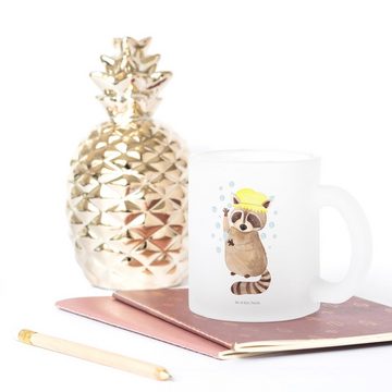 Mr. & Mrs. Panda Teeglas Waschbär - Transparent - Geschenk, Gute Laune, Tiermotive, Tagträumen, Premium Glas, Außerordentliches Design