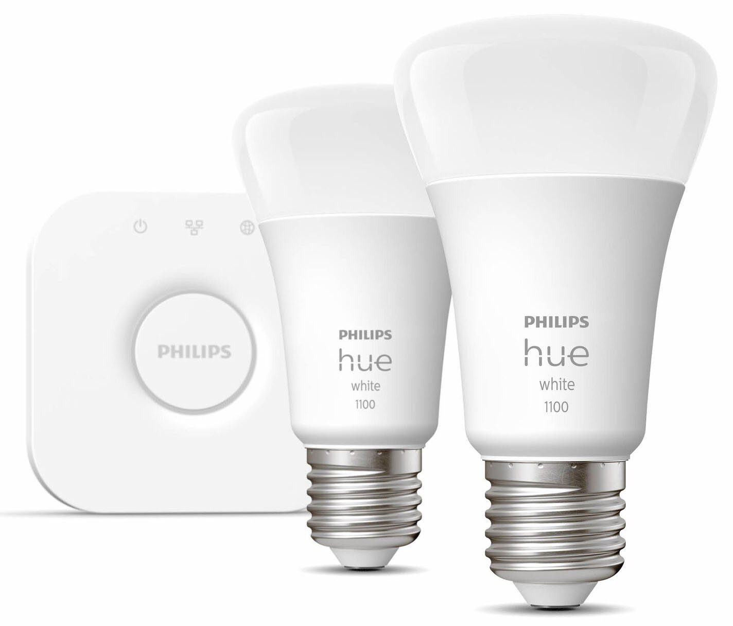 Philips Hue LED-Leuchtmittel White E27, 2er St., 75W, Warmweiß E27 Set 3 Starter 2x1050lm