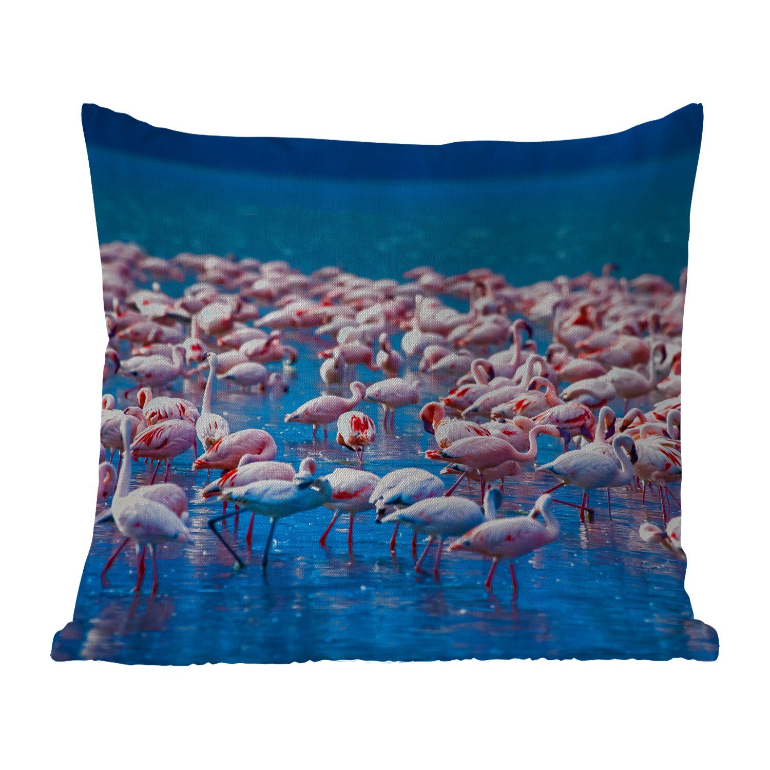 MuchoWow Dekokissen Flamingo - Wasser - Tropisch - Rosa, Kissenbezüge, Kissenhülle, Dekokissen, Dekokissenbezug, Outdoor