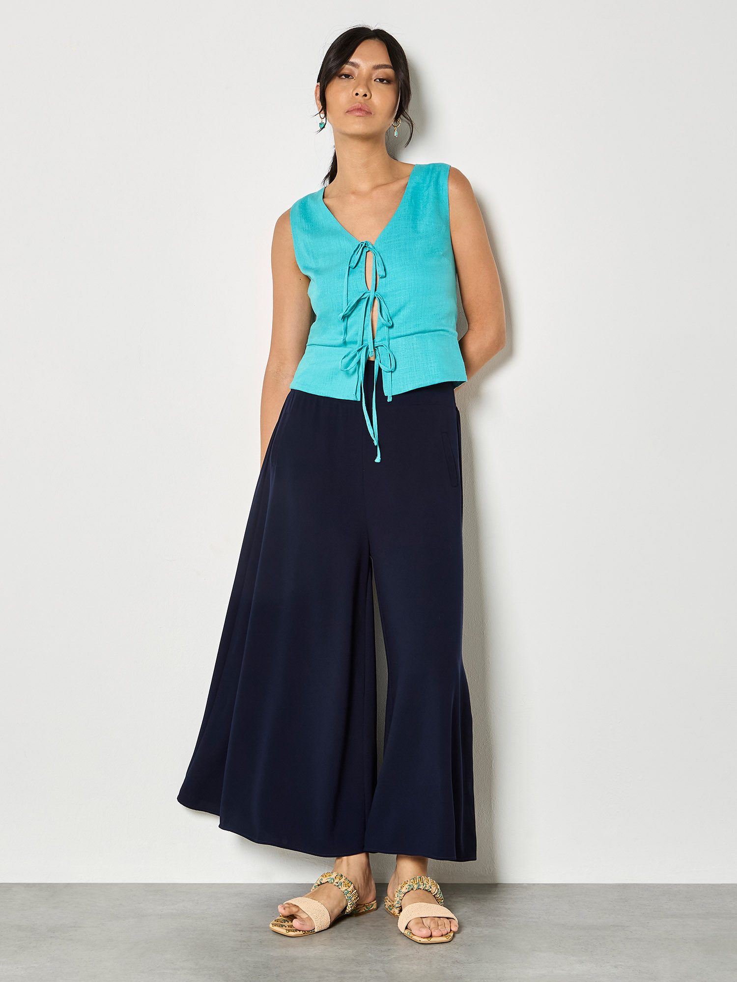 Apricot Palazzohose Weite Hose mit fließendem Schnitt